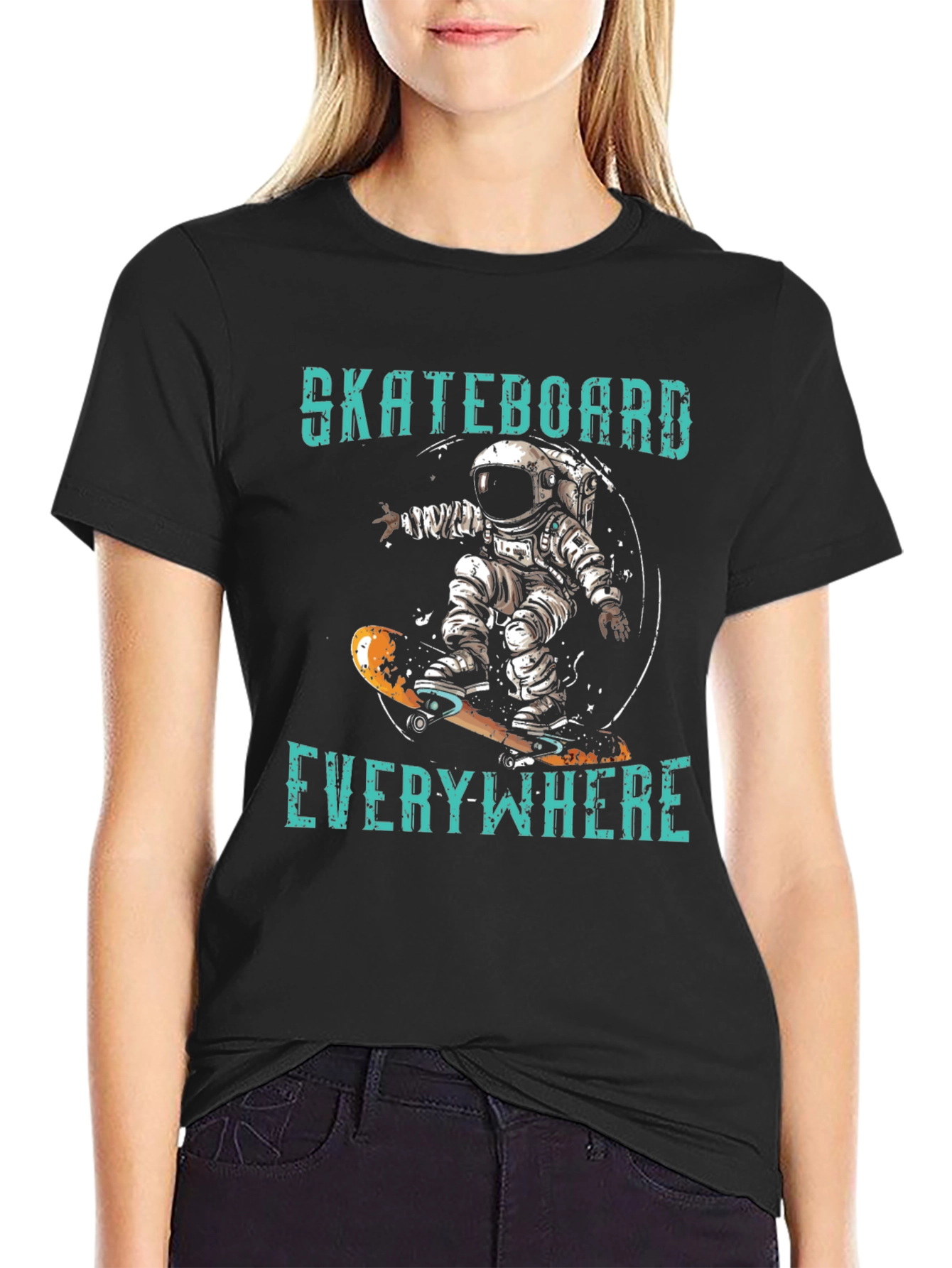 Skateboard Everywhere Graphic Tee - Astronaut Design