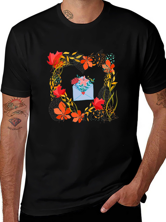 Floral Envelope Graphic Tee - Stylish & Unique Design