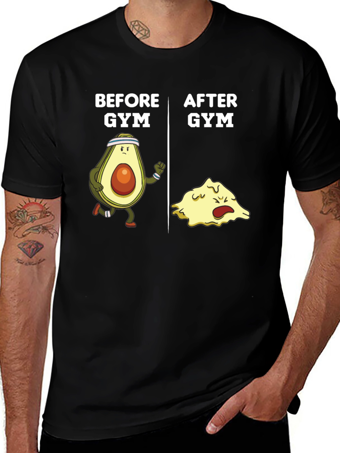 Funny Gym Avocado Black T-Shirt