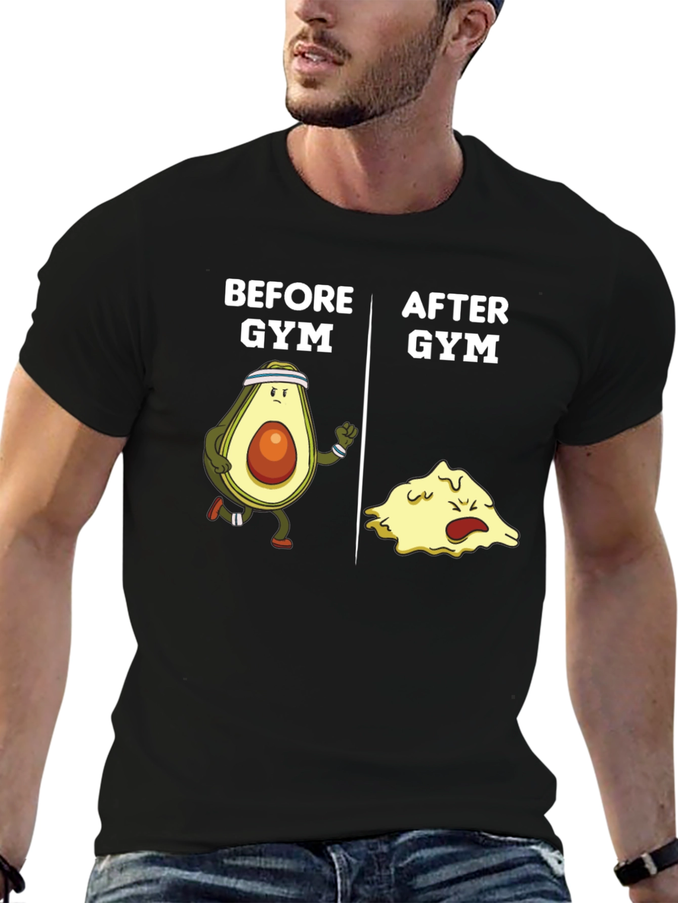Funny Gym Avocado Black T-Shirt