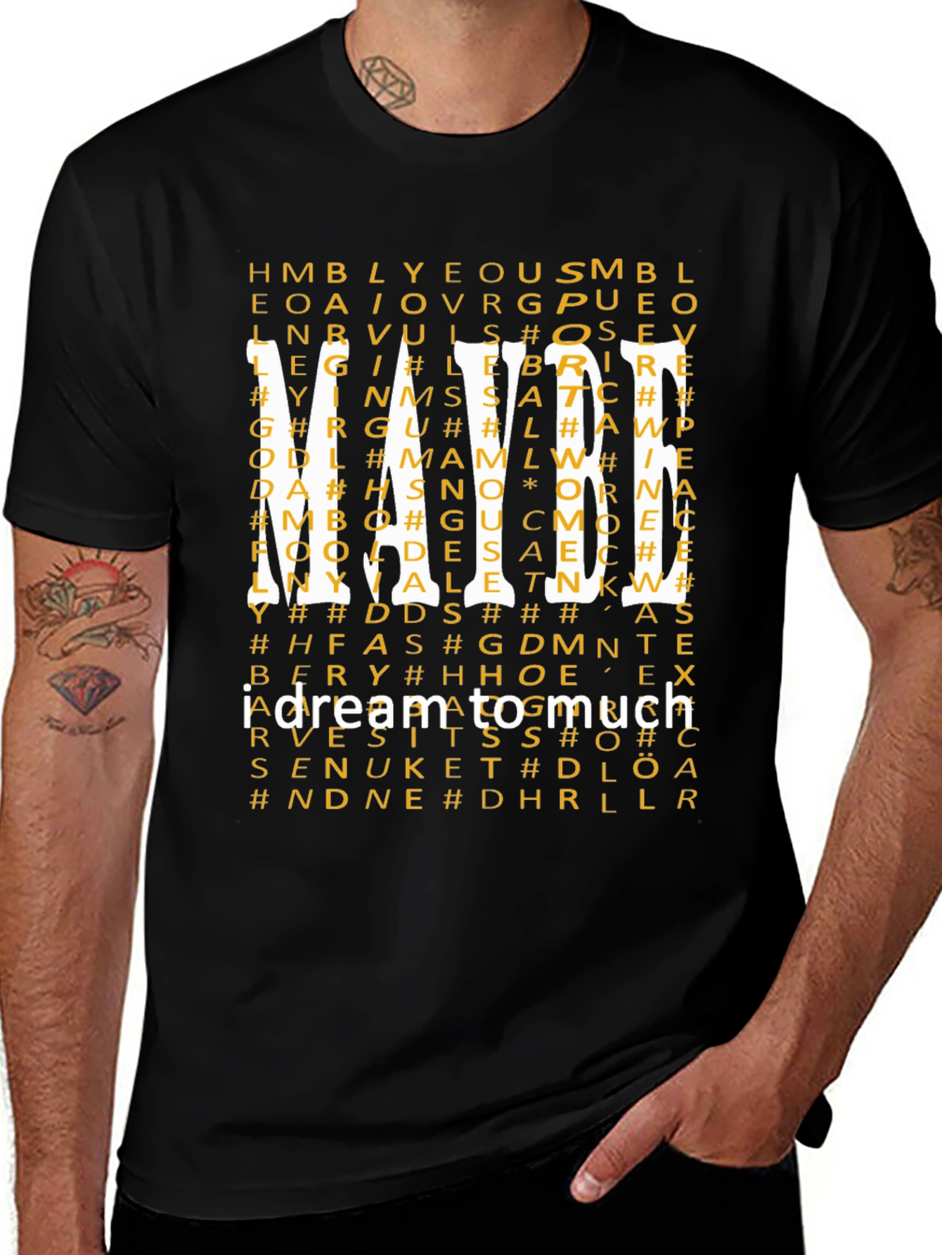 I Dream Too Much Graphic Print Tee - Black