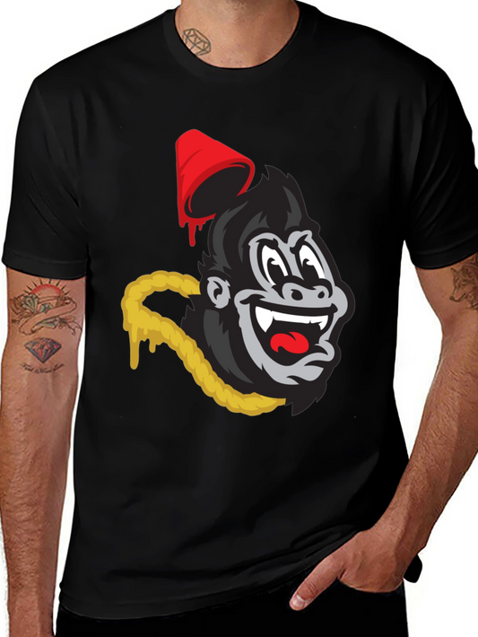 Cartoon Gorilla Tee - Red Cup & Gold Chain Design
