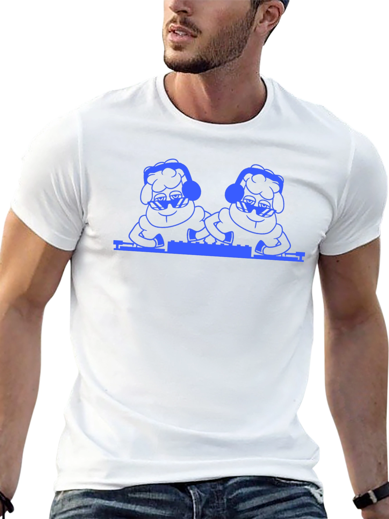 Cool DJ Sheep T-Shirt - Black Cotton Tee