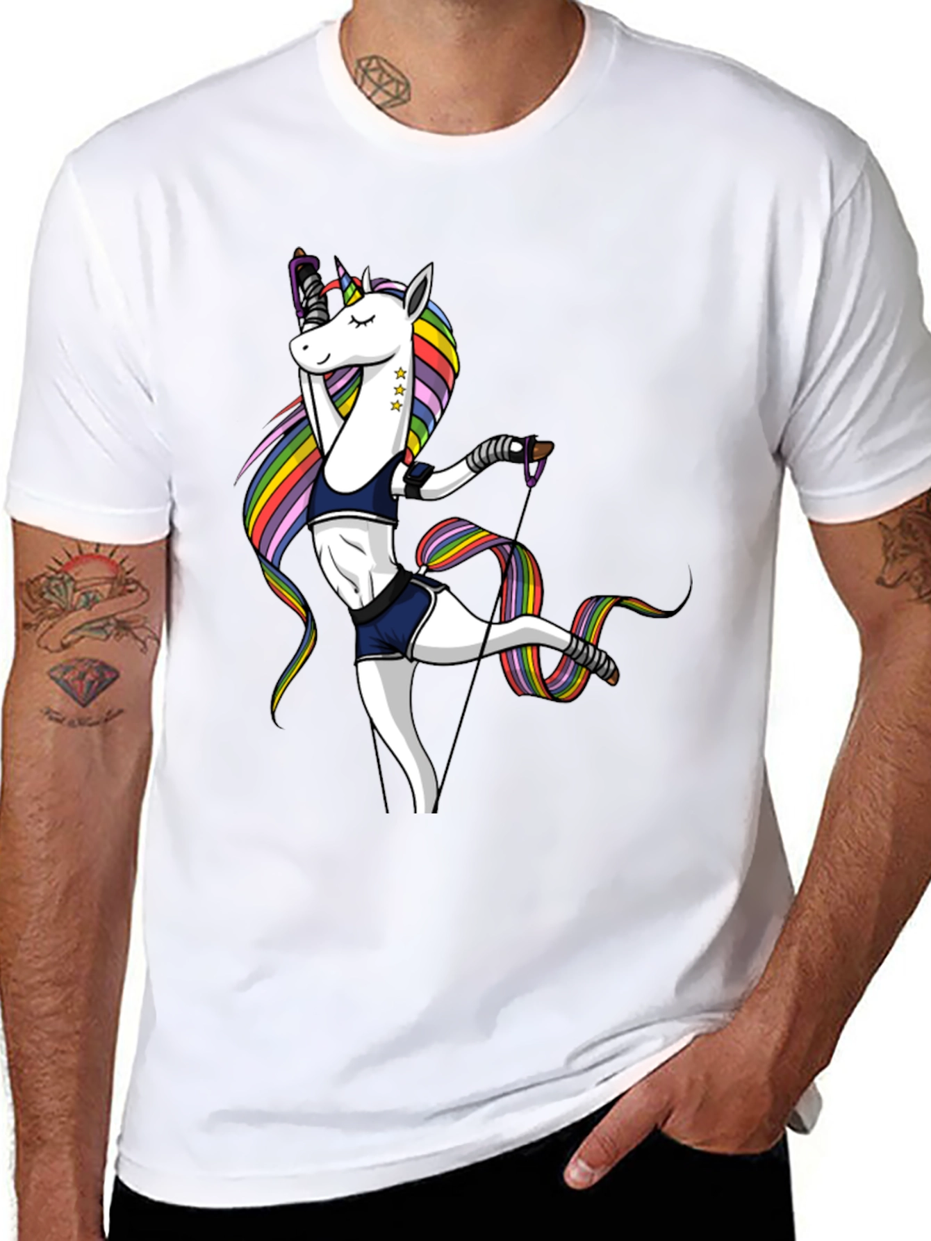 Unicorn Gymnast Black T-Shirt