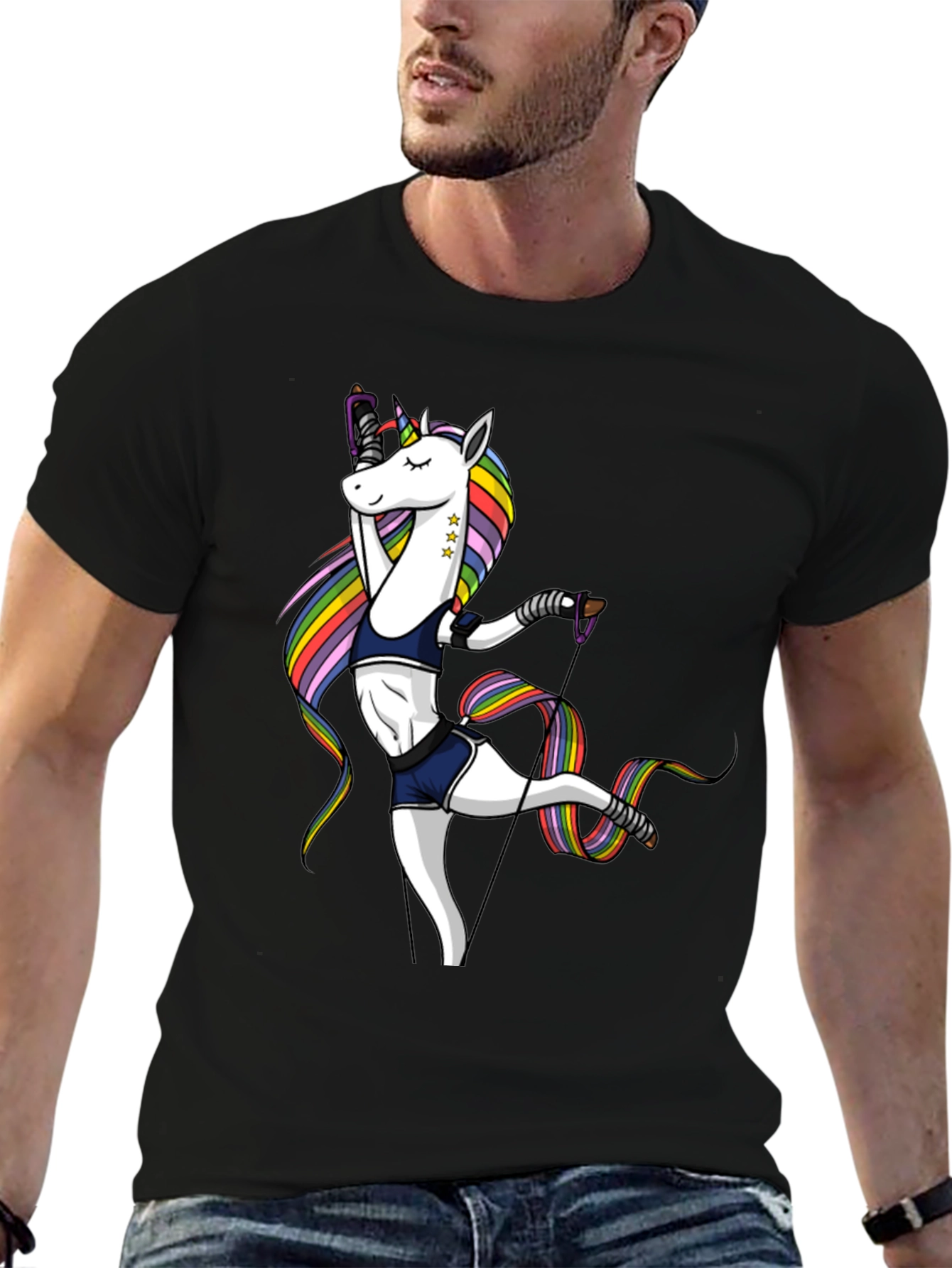 Unicorn Gymnast Black T-Shirt