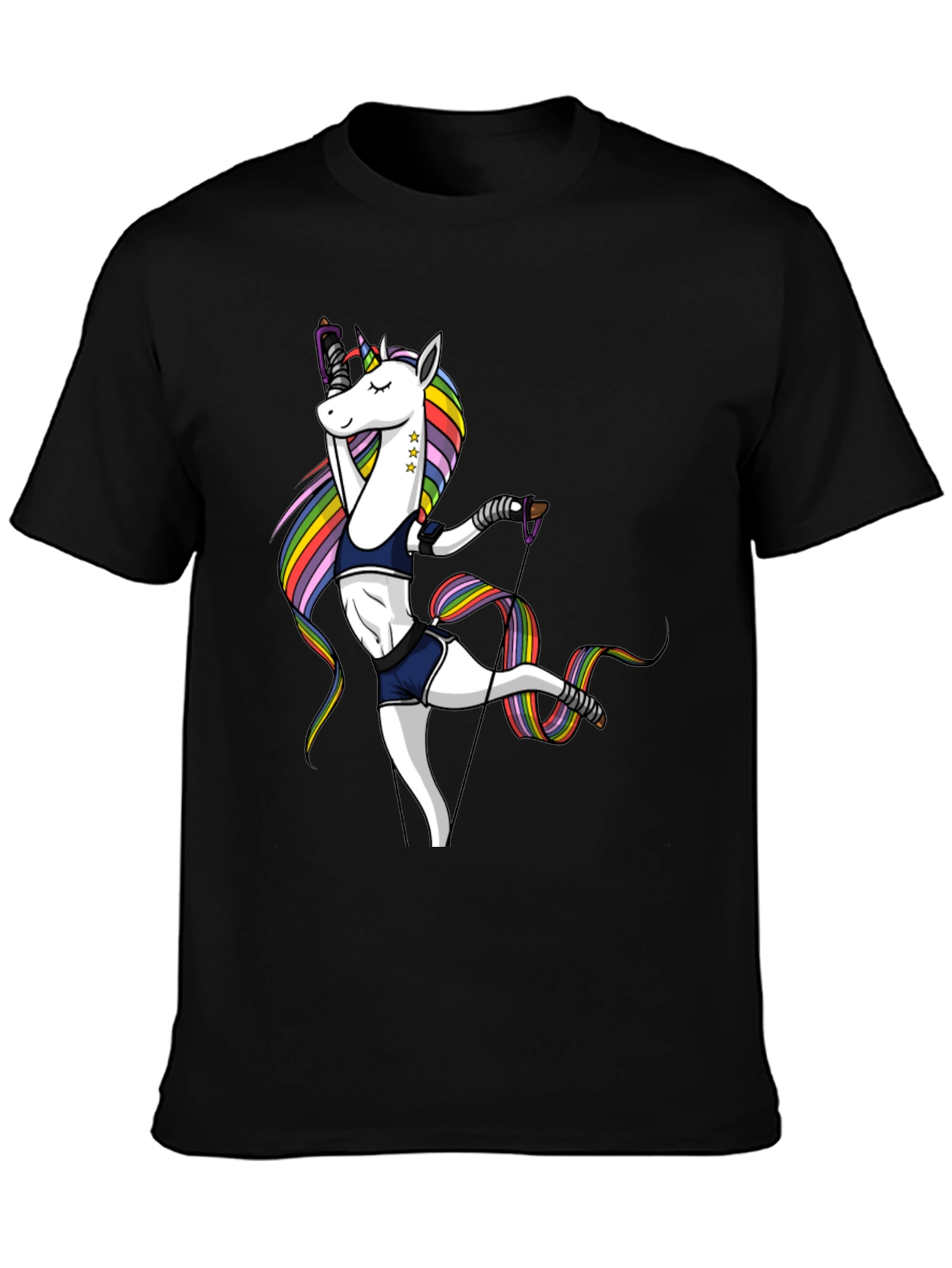 Unicorn Gymnast Black T-Shirt