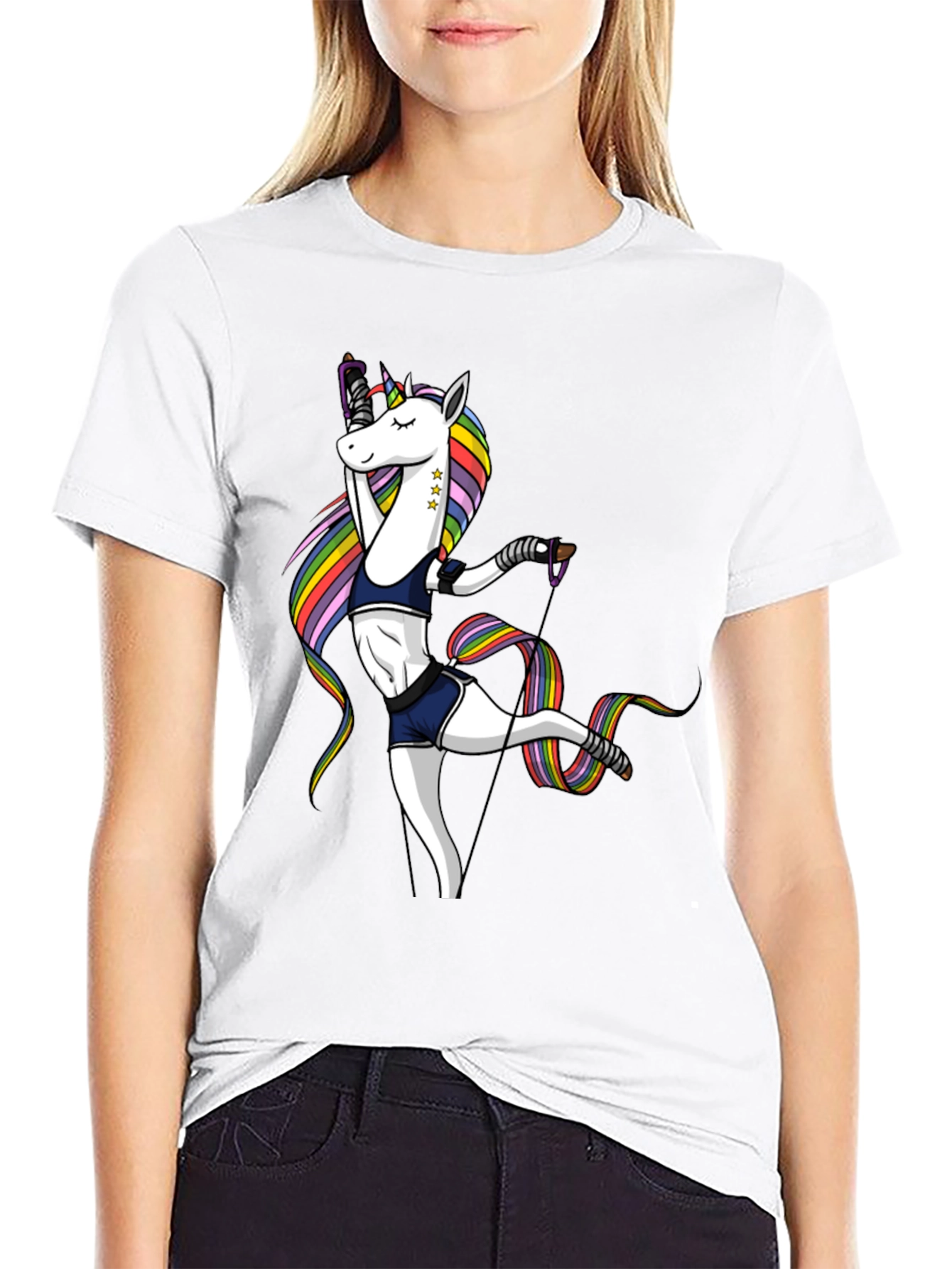Unicorn Gymnast Black T-Shirt