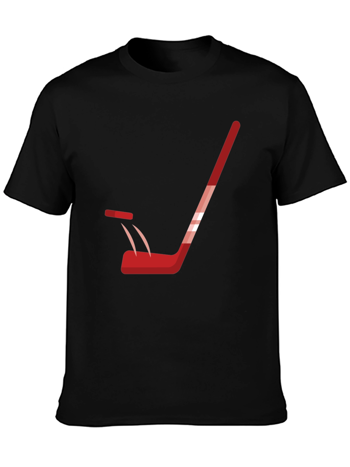Hockey Stick Graphic Tee - Black Cotton T-Shirt