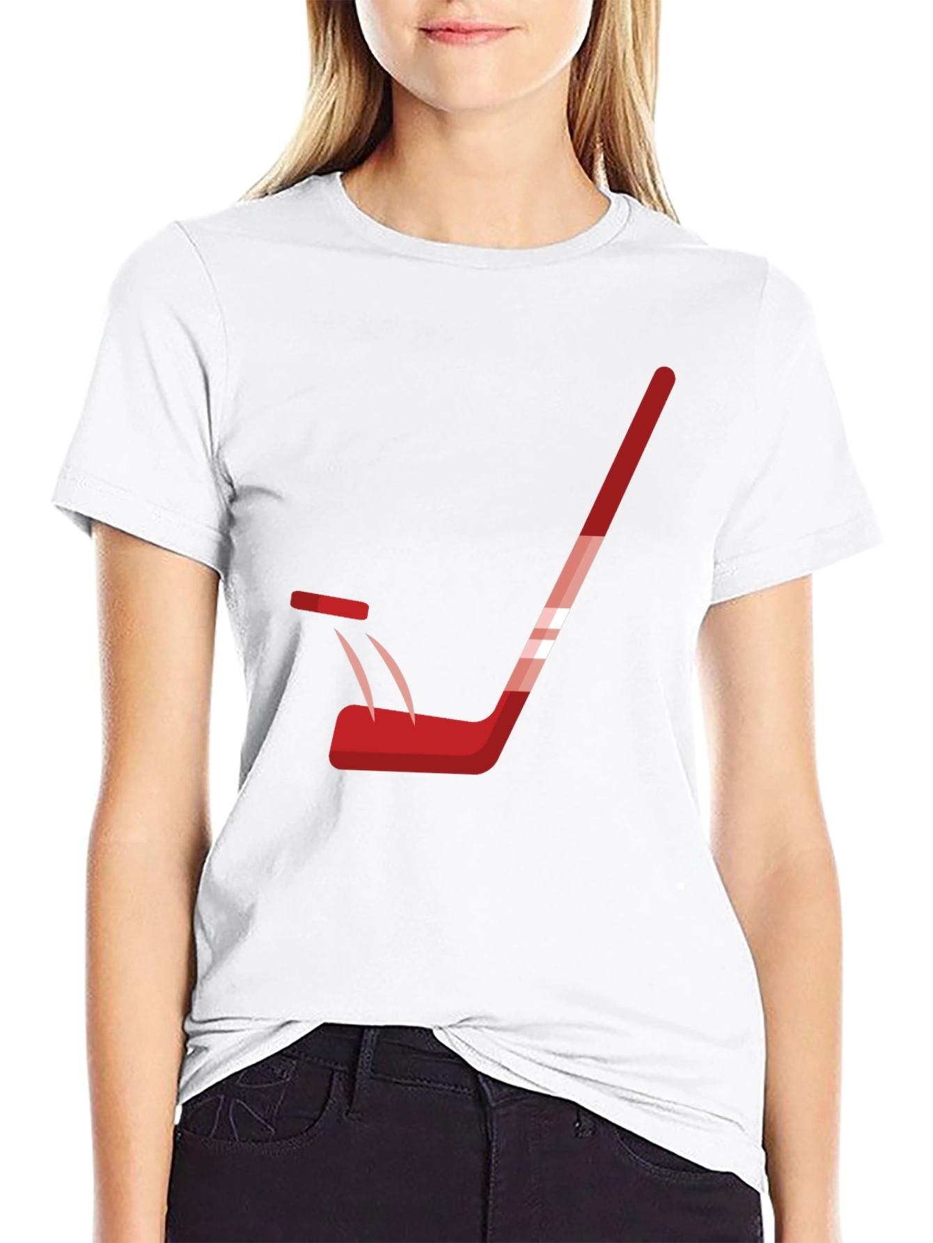 Hockey Stick Graphic Tee - Black Cotton T-Shirt