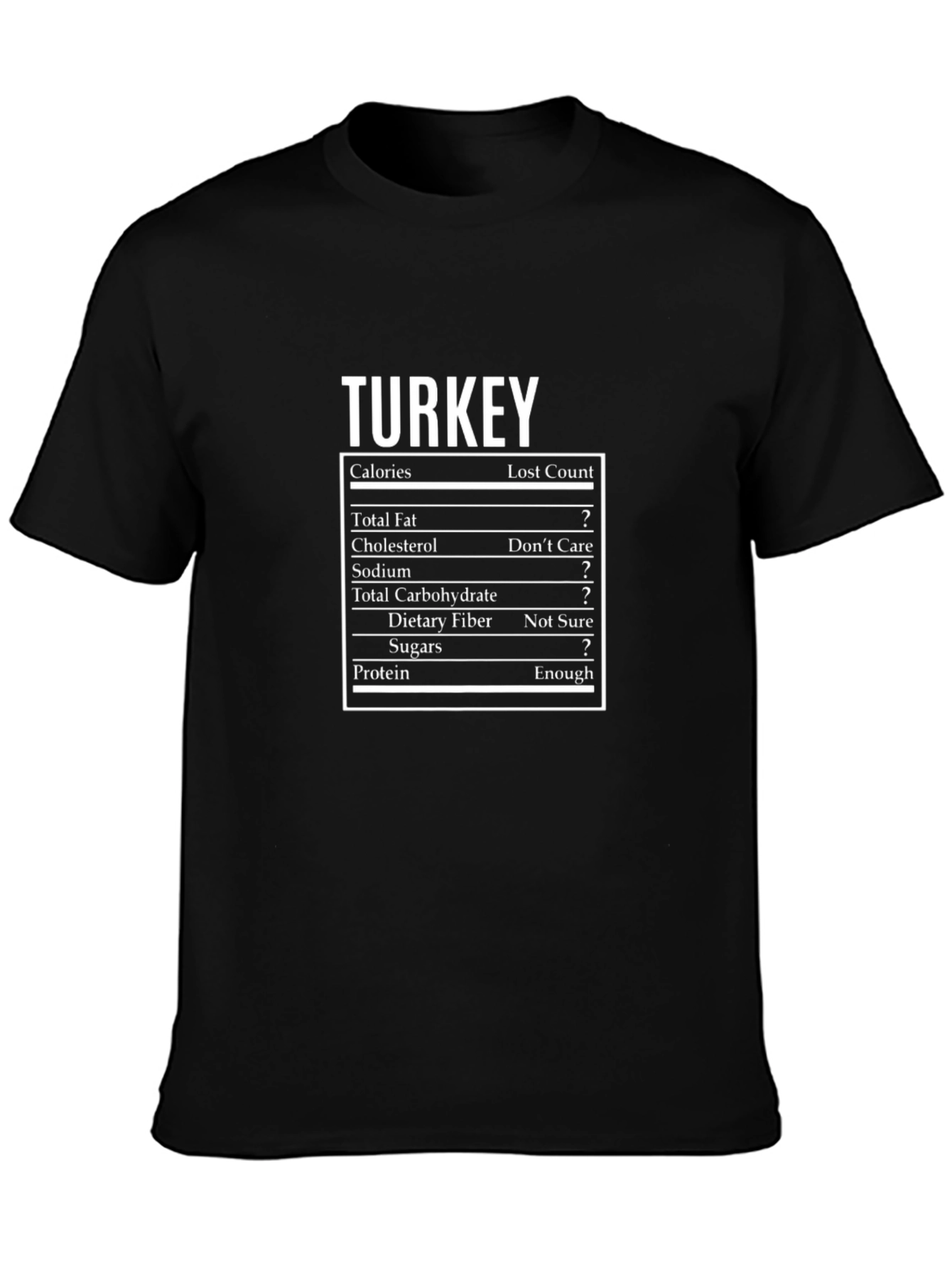 Turkey Nutrition Facts T-Shirt - Funny Thanksgiving Tee