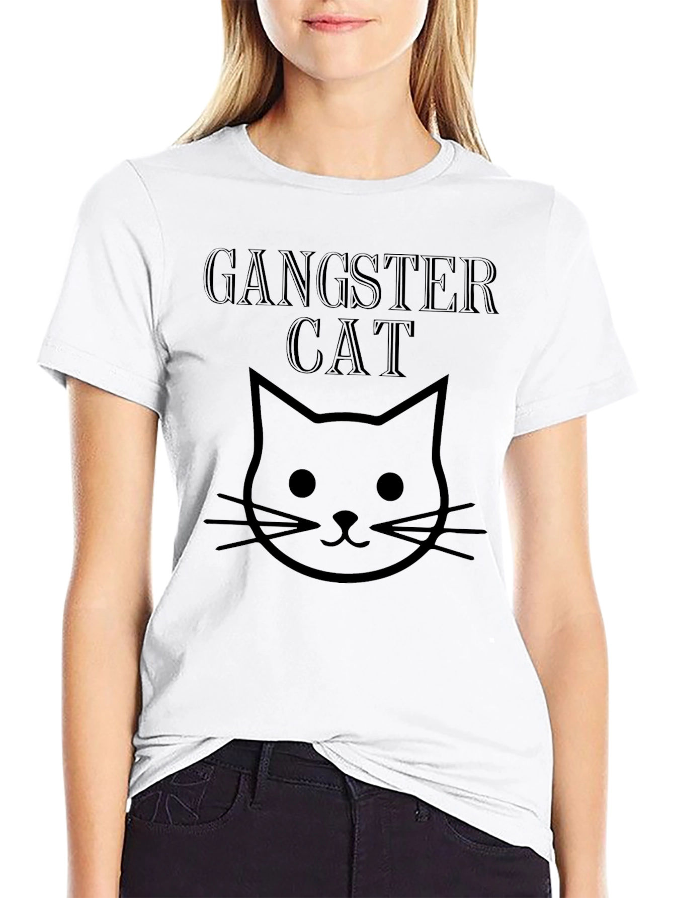 Gangster Cat T-Shirt - Black Graphic Tee