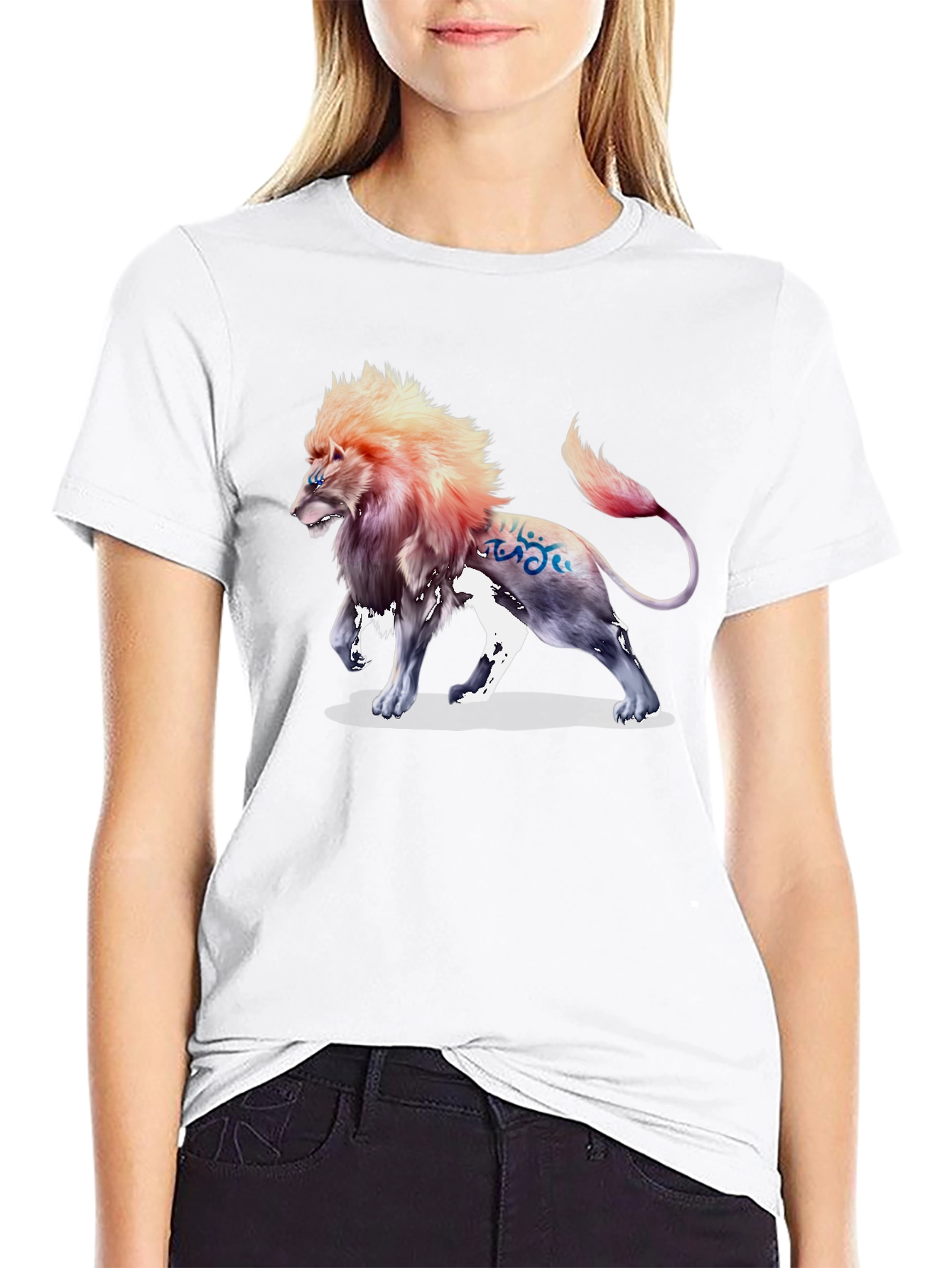 Lion Graphic Print Tee - Stylish Mens Black T-Shirt