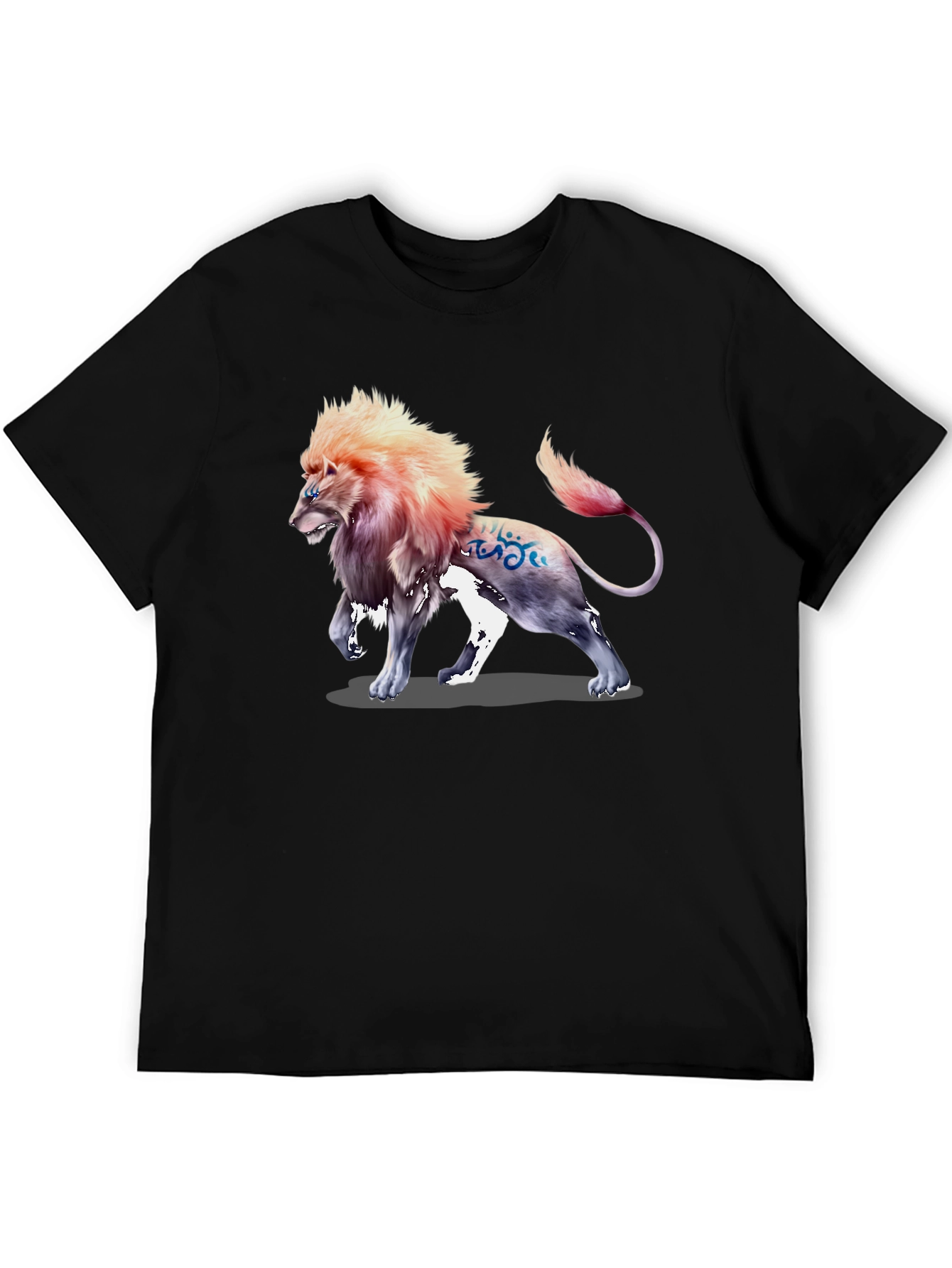 Lion Graphic Print Tee - Stylish Mens Black T-Shirt