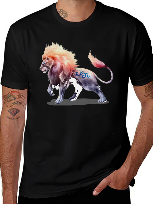 Lion Graphic Print Tee - Stylish Mens Black T-Shirt