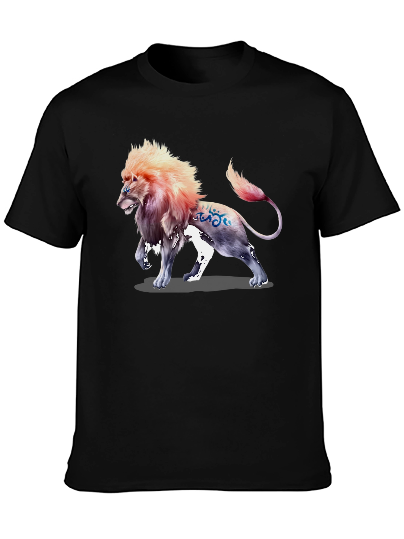 Lion Graphic Print Tee - Stylish Mens Black T-Shirt