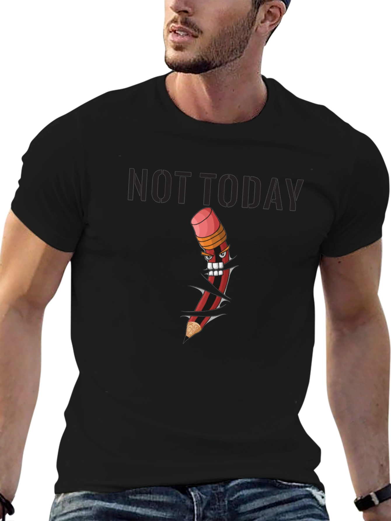 Not Today Graphic Tee - Angry Pencil Design