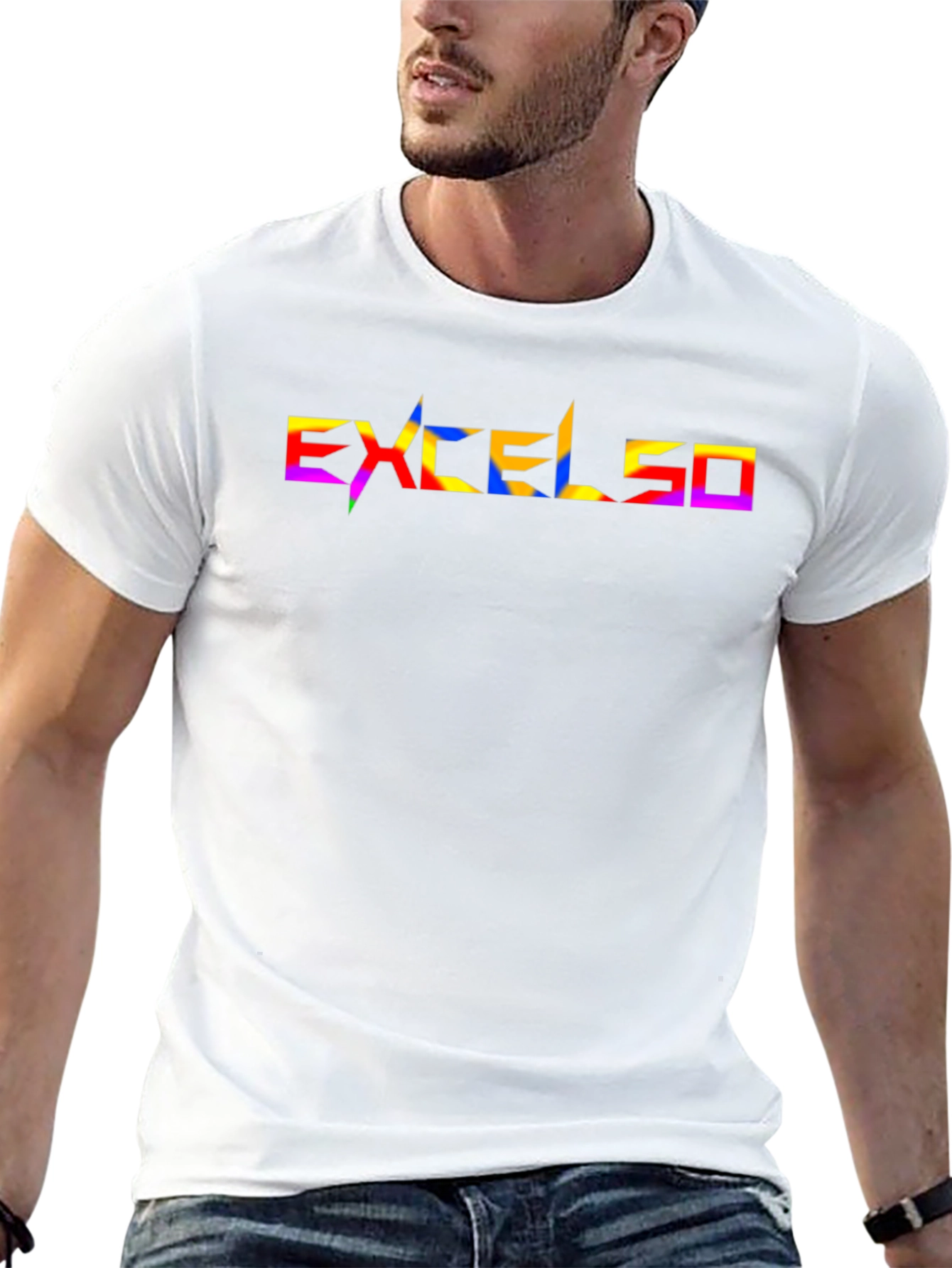 Excelsio Rainbow Graphic Tee - Stylish Black T-Shirt