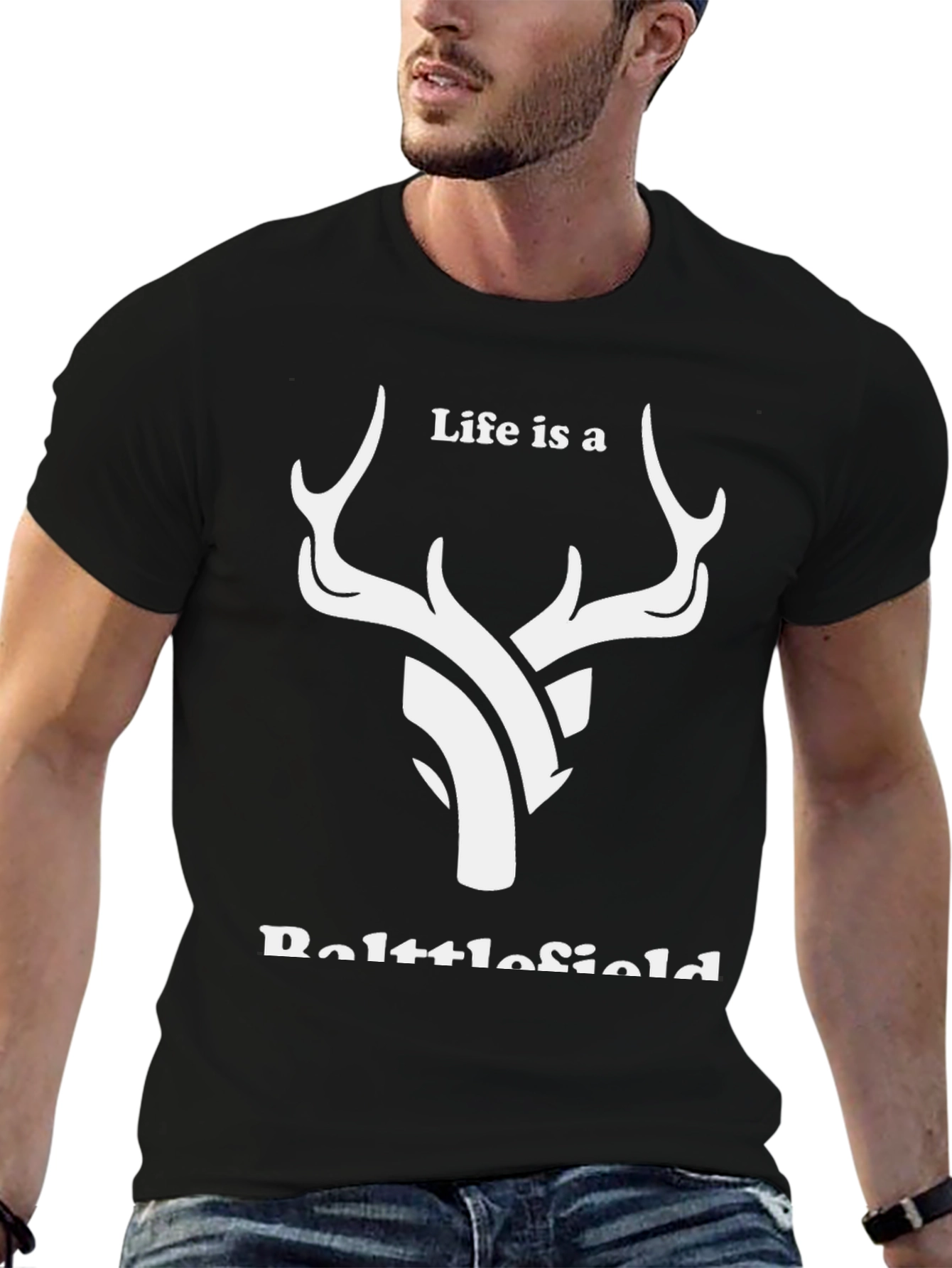 Life is a Battlefield Deer Graphic T-Shirt