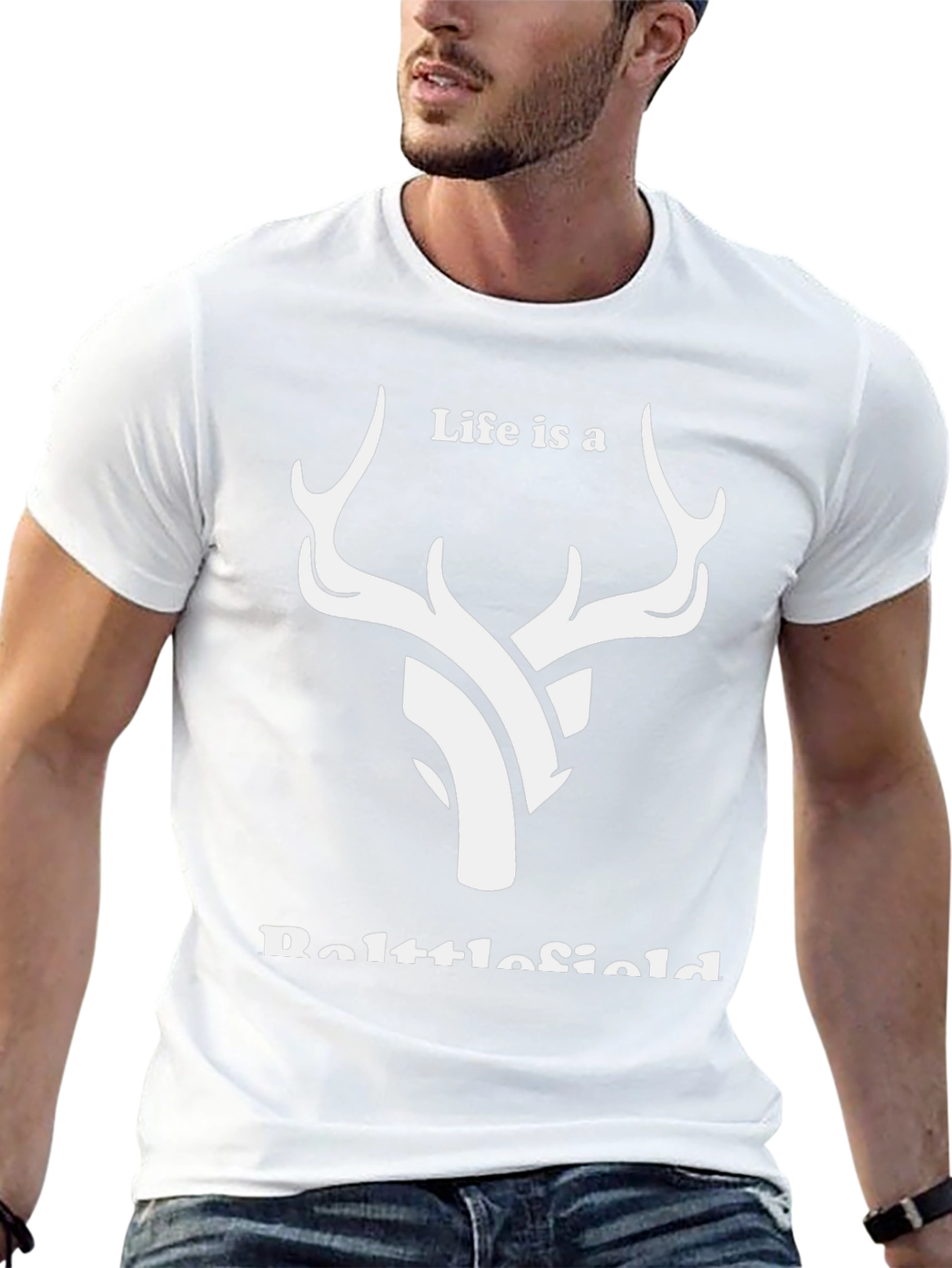 Life is a Battlefield Deer Graphic T-Shirt