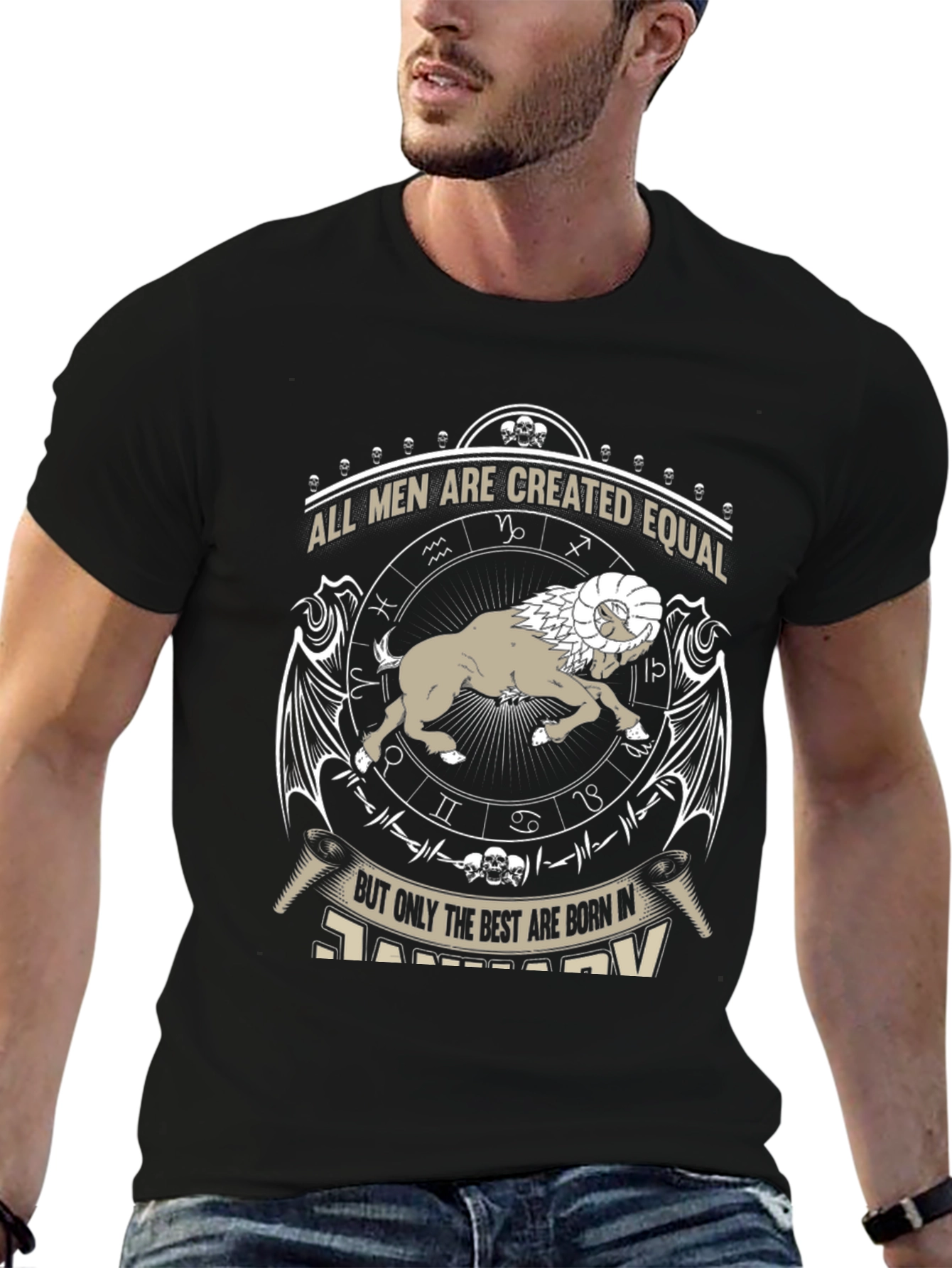Mens All Men Are Created Equal January Zodiac T-Shirt