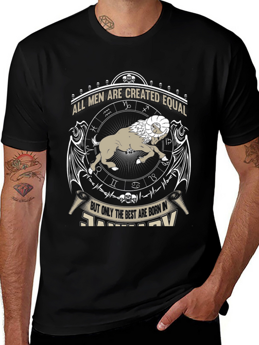 Mens All Men Are Created Equal January Zodiac T-Shirt