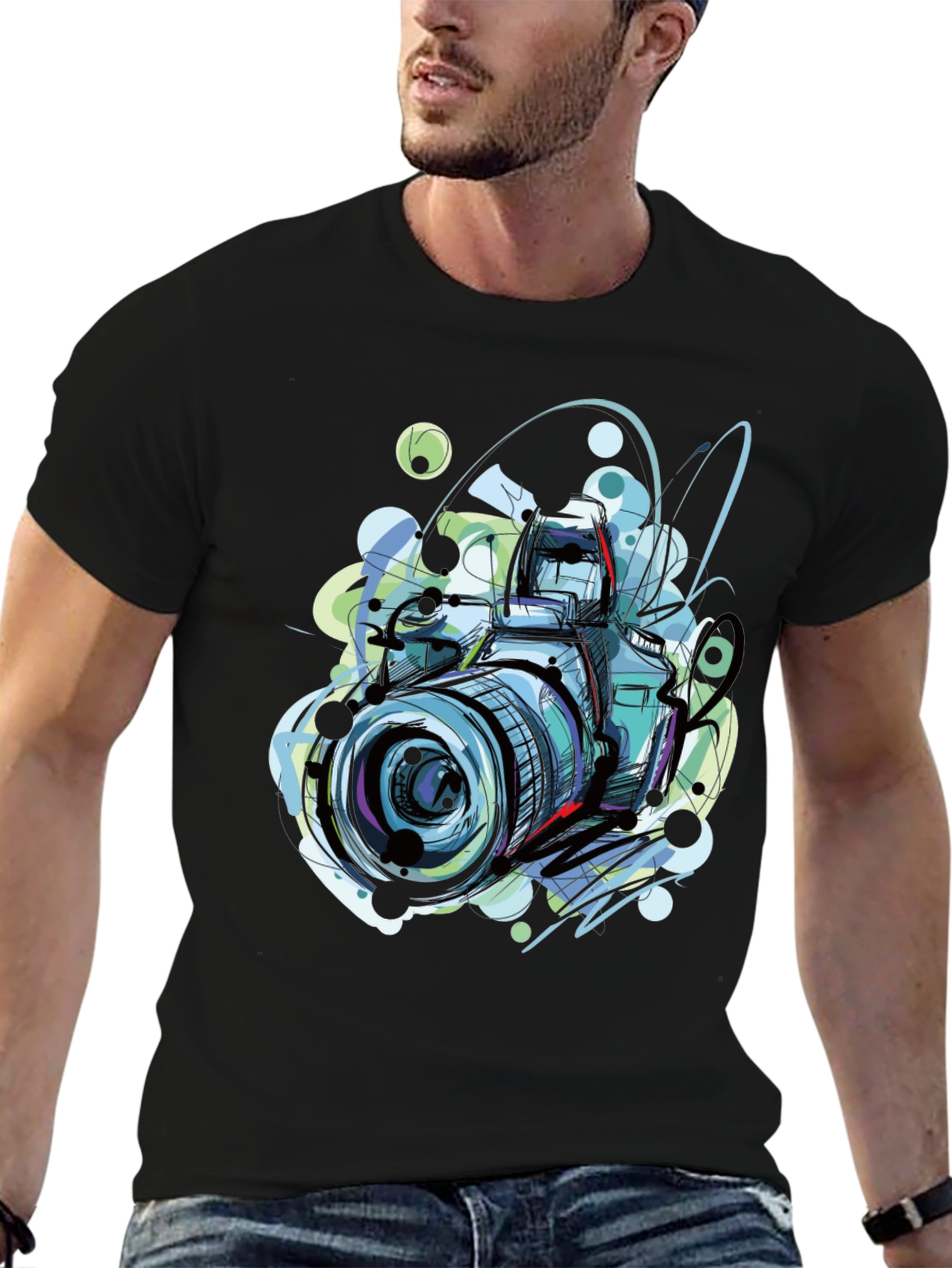 Camera Art Graphic T-Shirt - Black