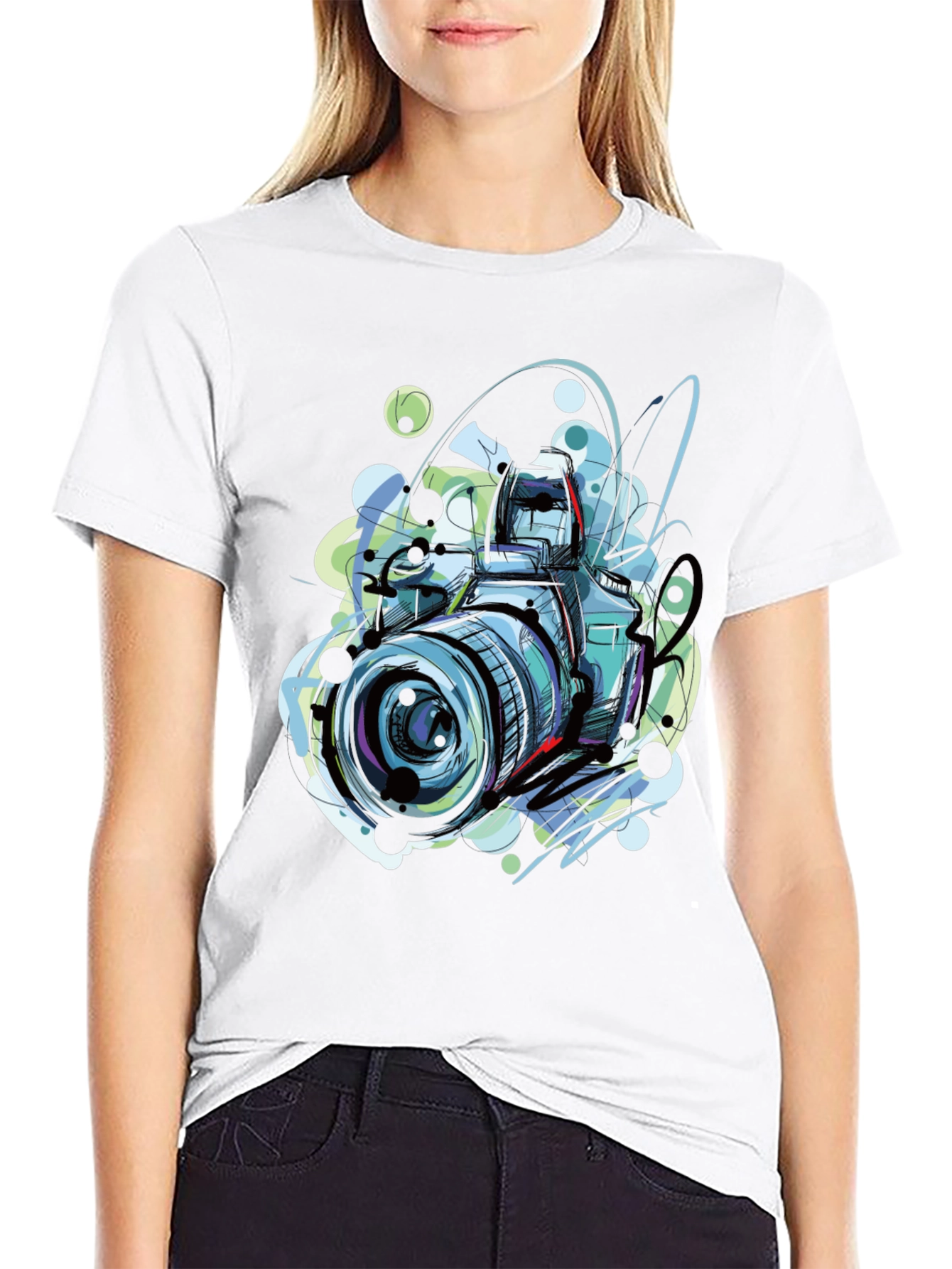 Camera Art Graphic T-Shirt - Black