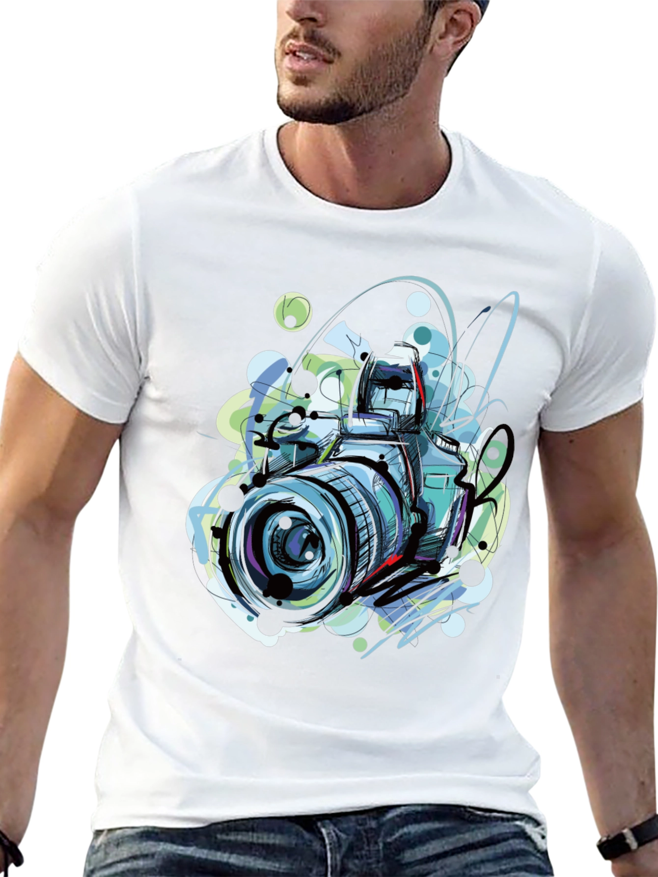 Camera Art Graphic T-Shirt - Black