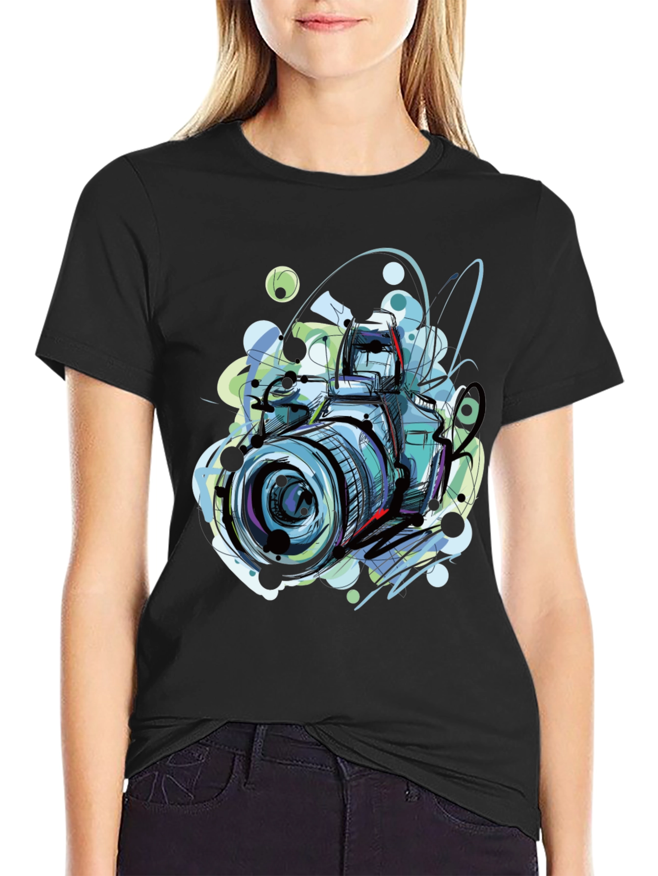 Camera Art Graphic T-Shirt - Black