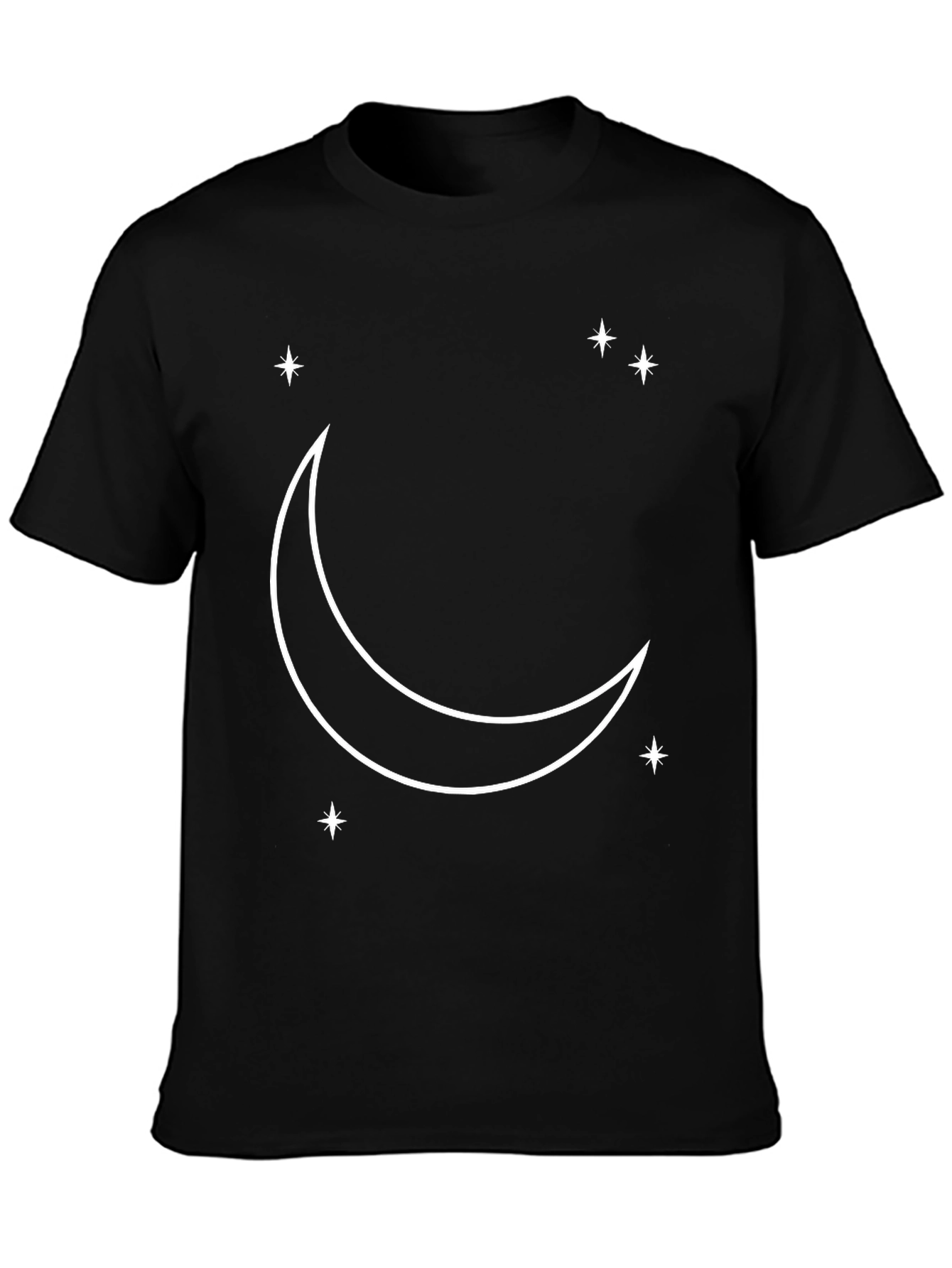 Celestial Moon & Stars Black Graphic Tee