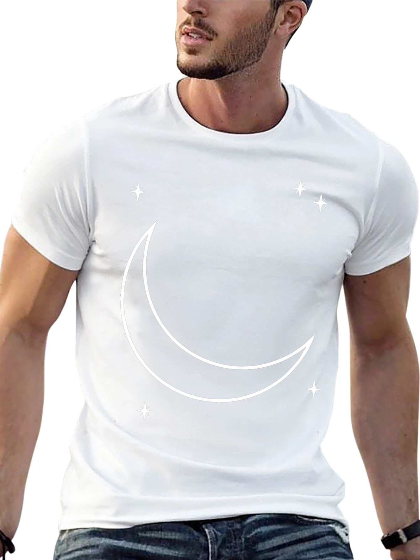 Celestial Moon & Stars Black Graphic Tee