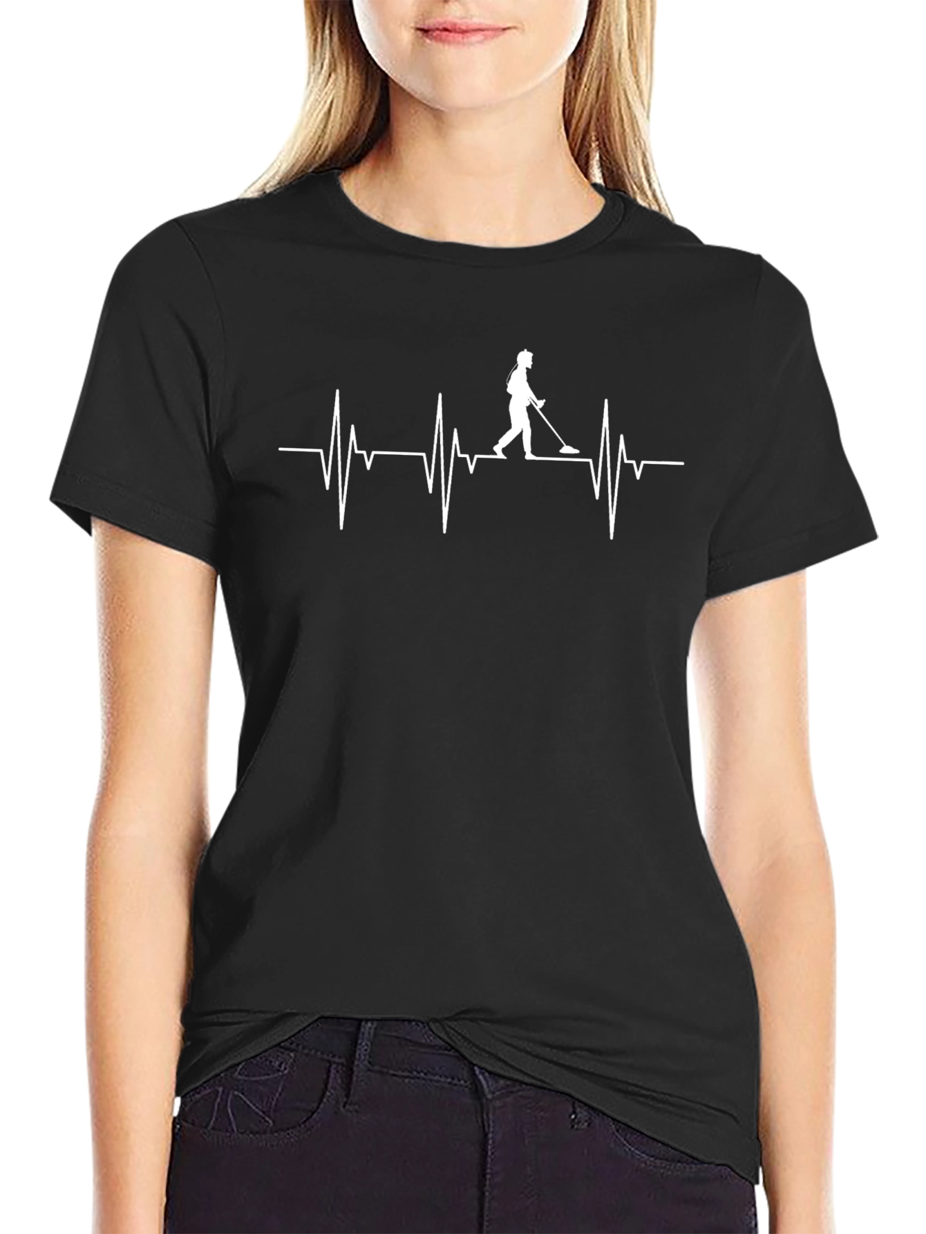 Metal Detecting Heartbeat T-Shirt - Black