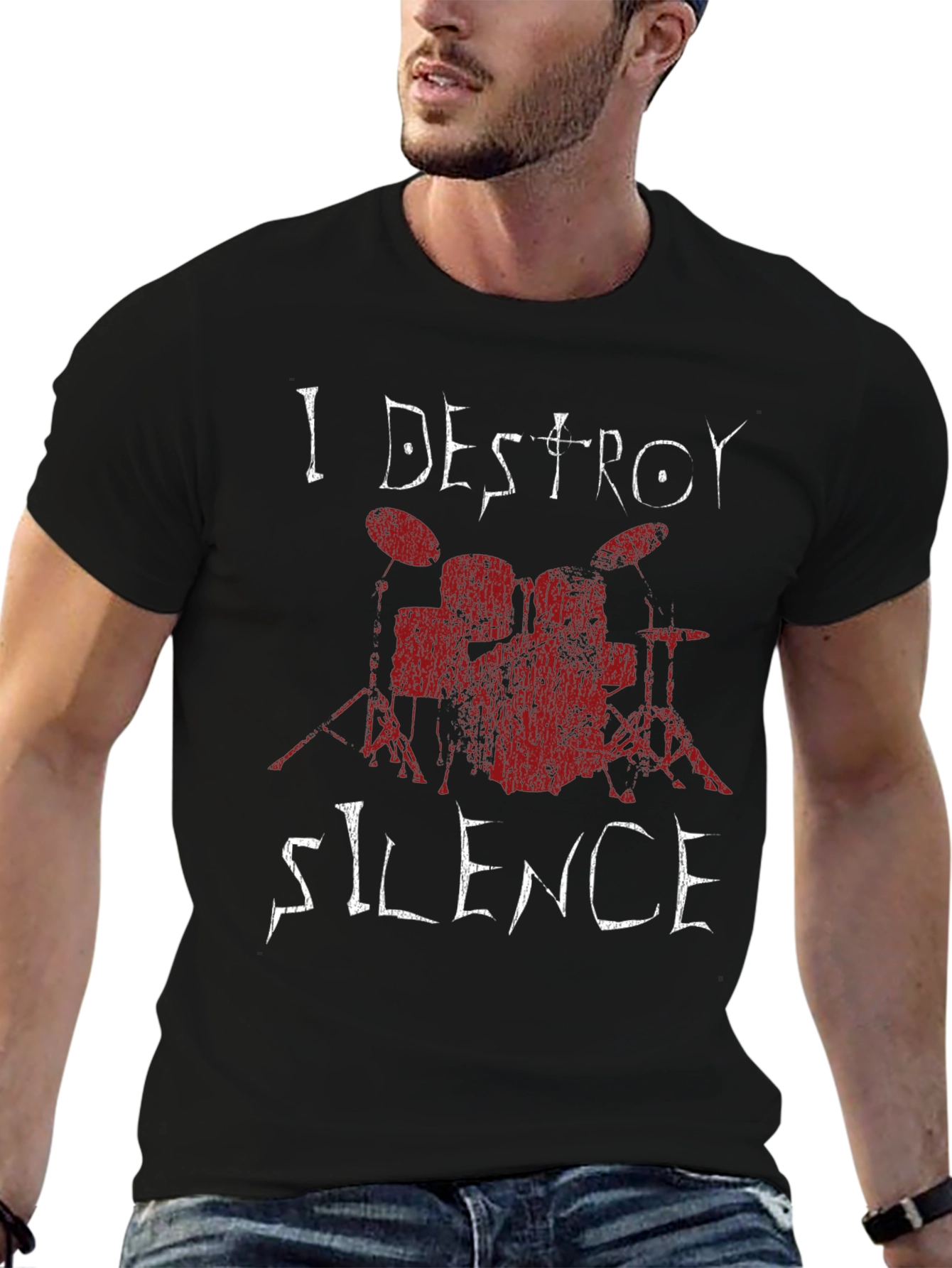 I Destroy Silence Drummer T-Shirt - Black