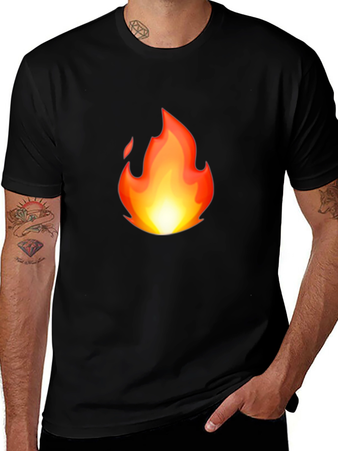 Fiery Black T-Shirt - Bold Graphic Tee