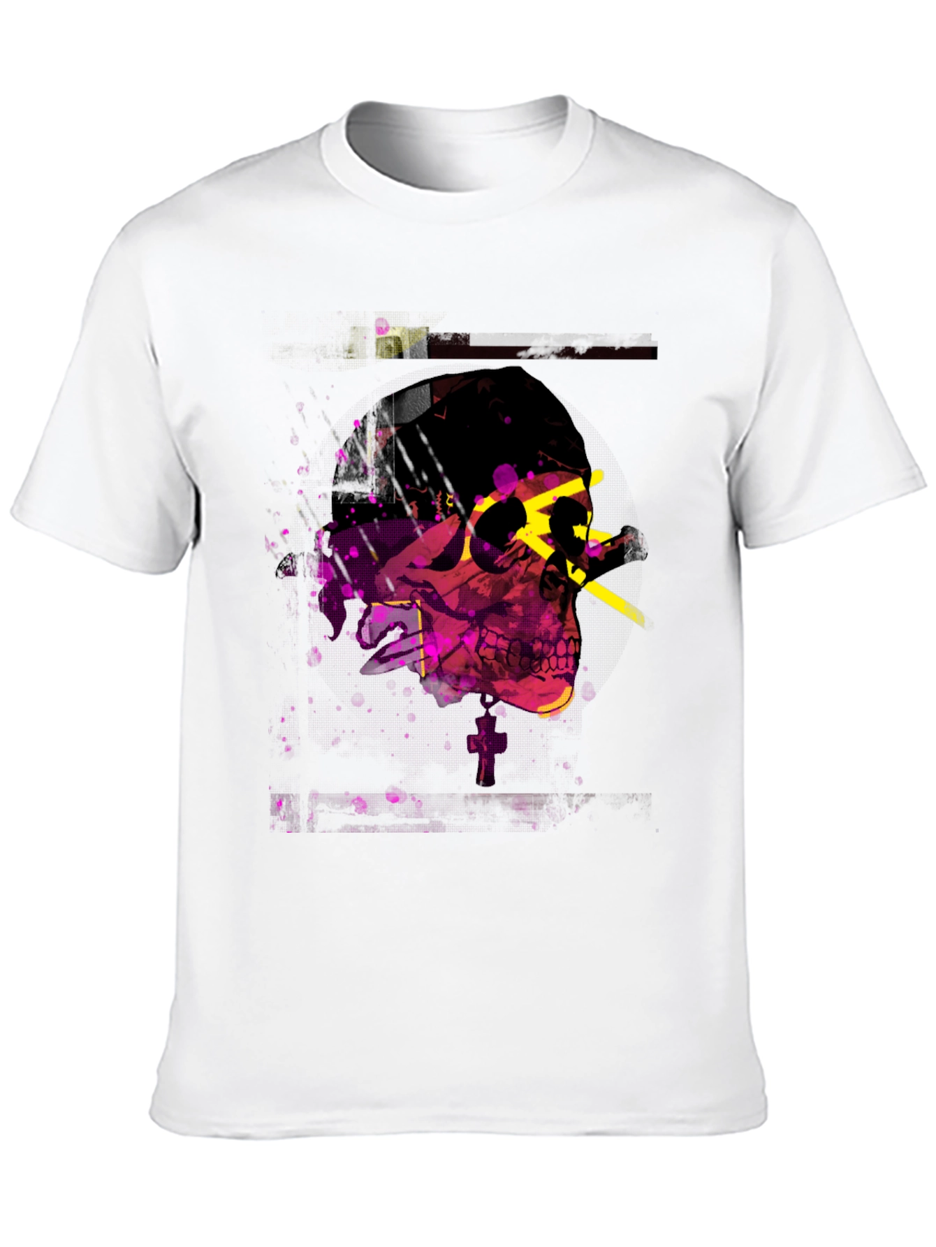 Edgy Skull Graphic Print Mens Black T-Shirt