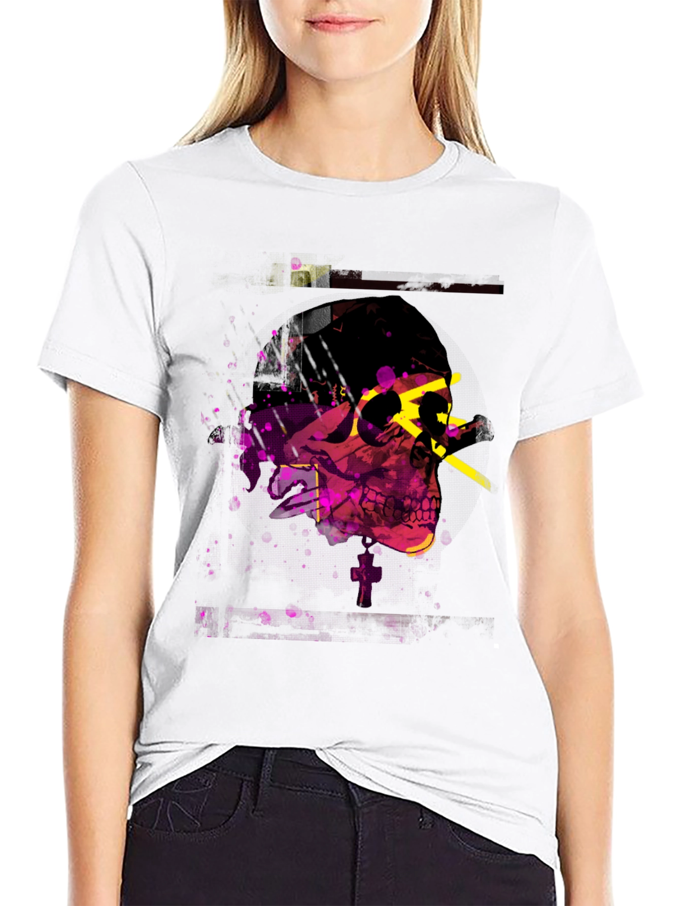 Edgy Skull Graphic Print Mens Black T-Shirt