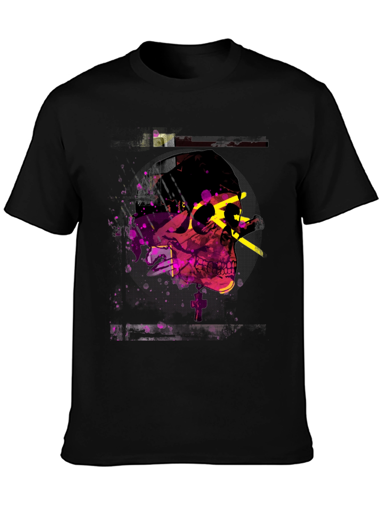 Edgy Skull Graphic Print Mens Black T-Shirt