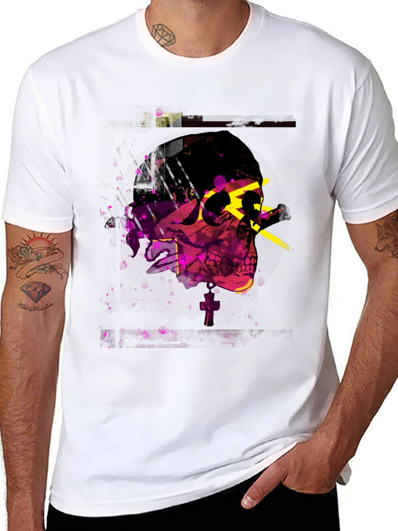 Edgy Skull Graphic Print Mens Black T-Shirt
