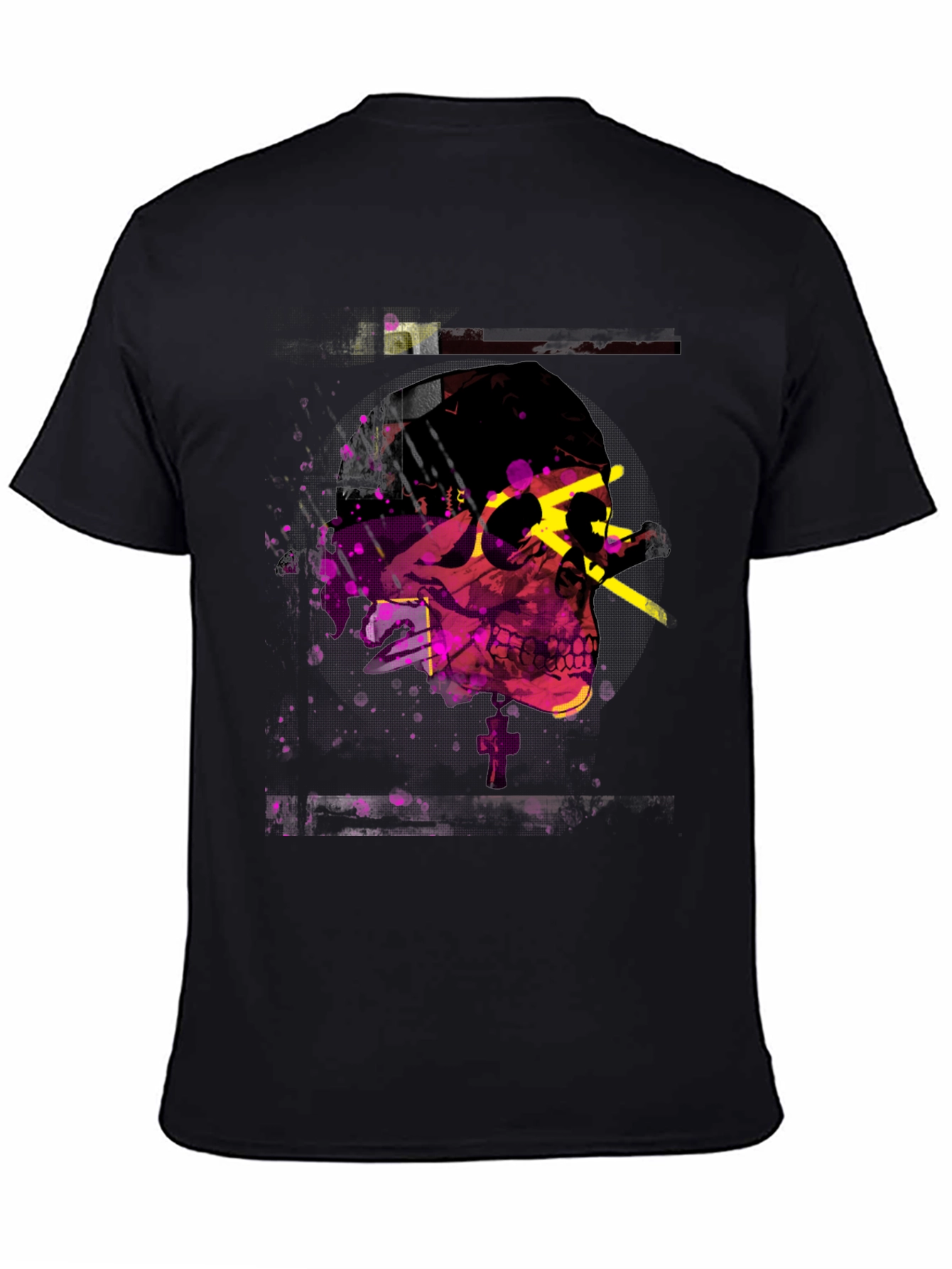 Edgy Skull Graphic Print Mens Black T-Shirt