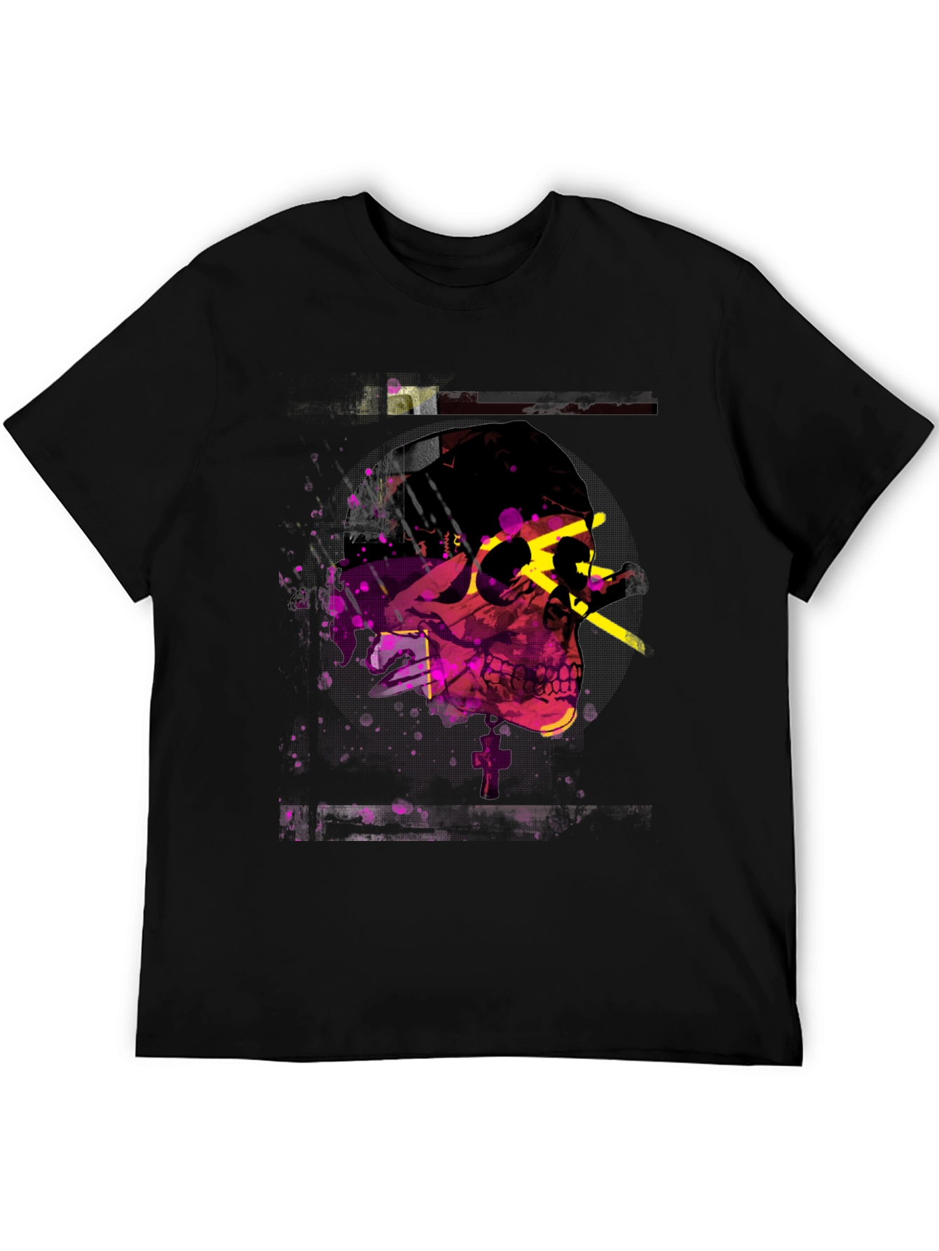 Edgy Skull Graphic Print Mens Black T-Shirt