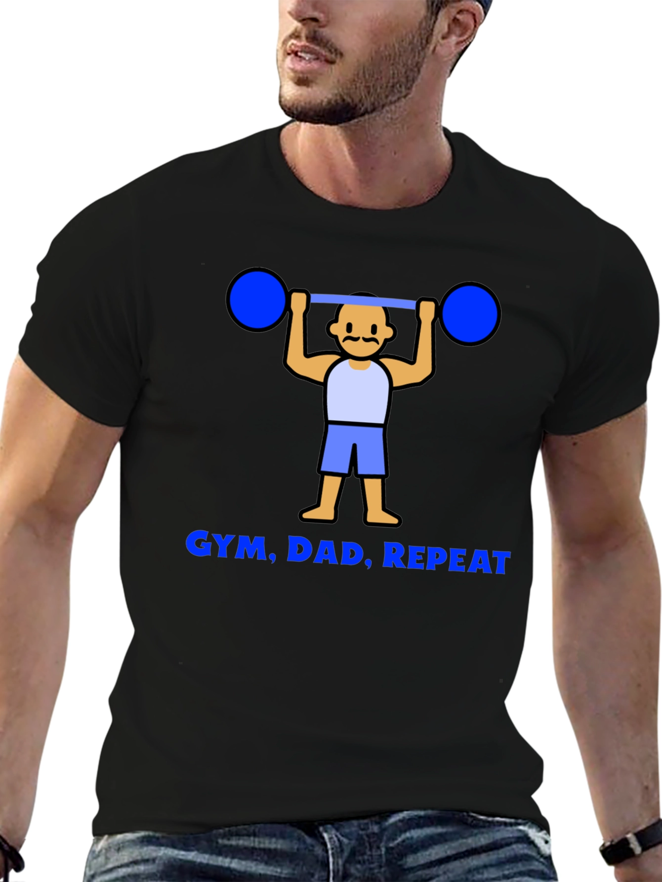 Gym Dad Repeat Graphic Tee - Black