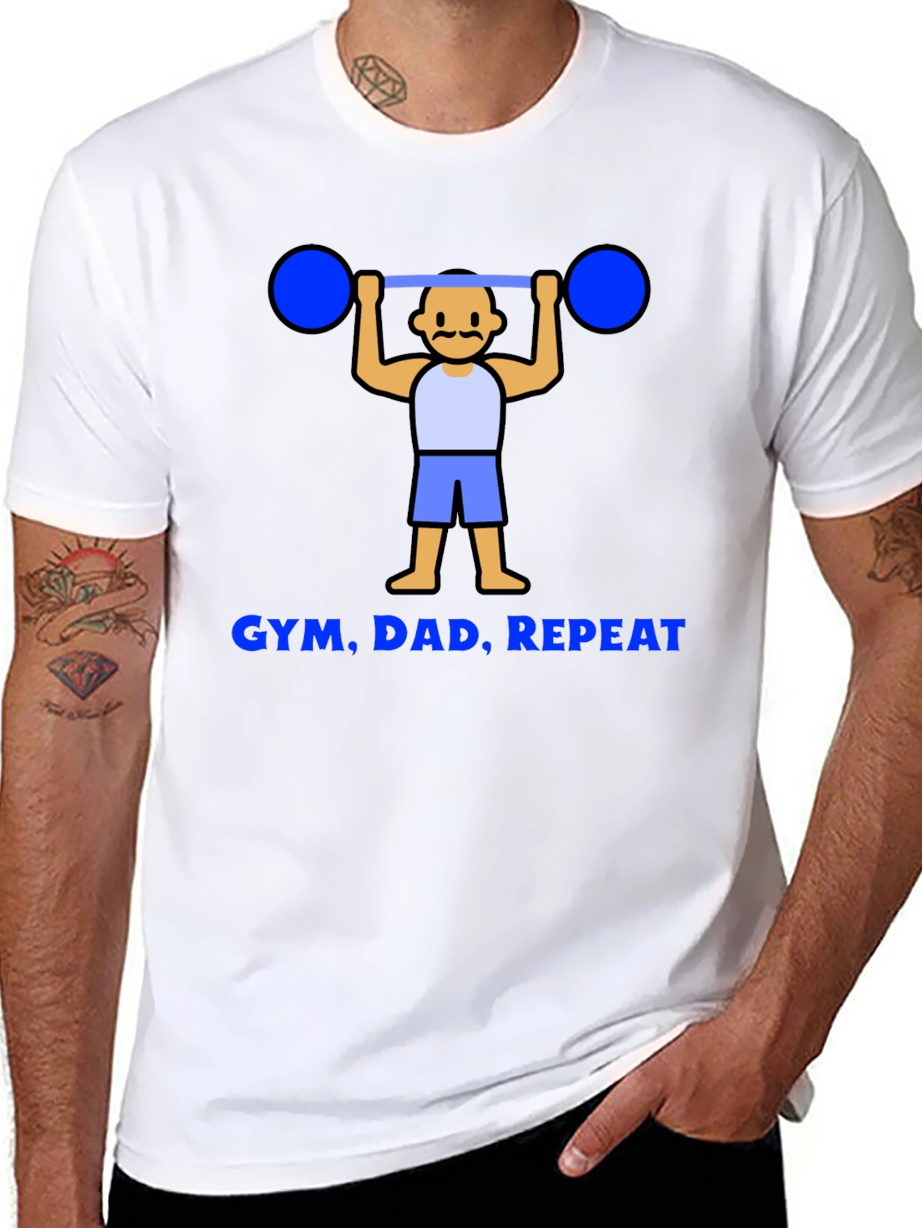 Gym Dad Repeat Graphic Tee - Black