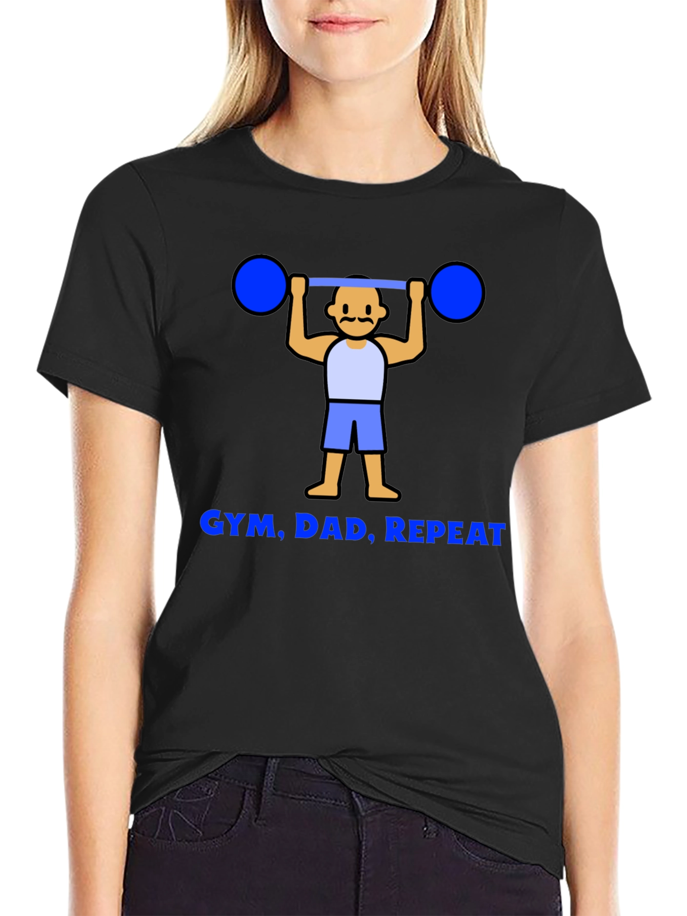 Gym Dad Repeat Graphic Tee - Black