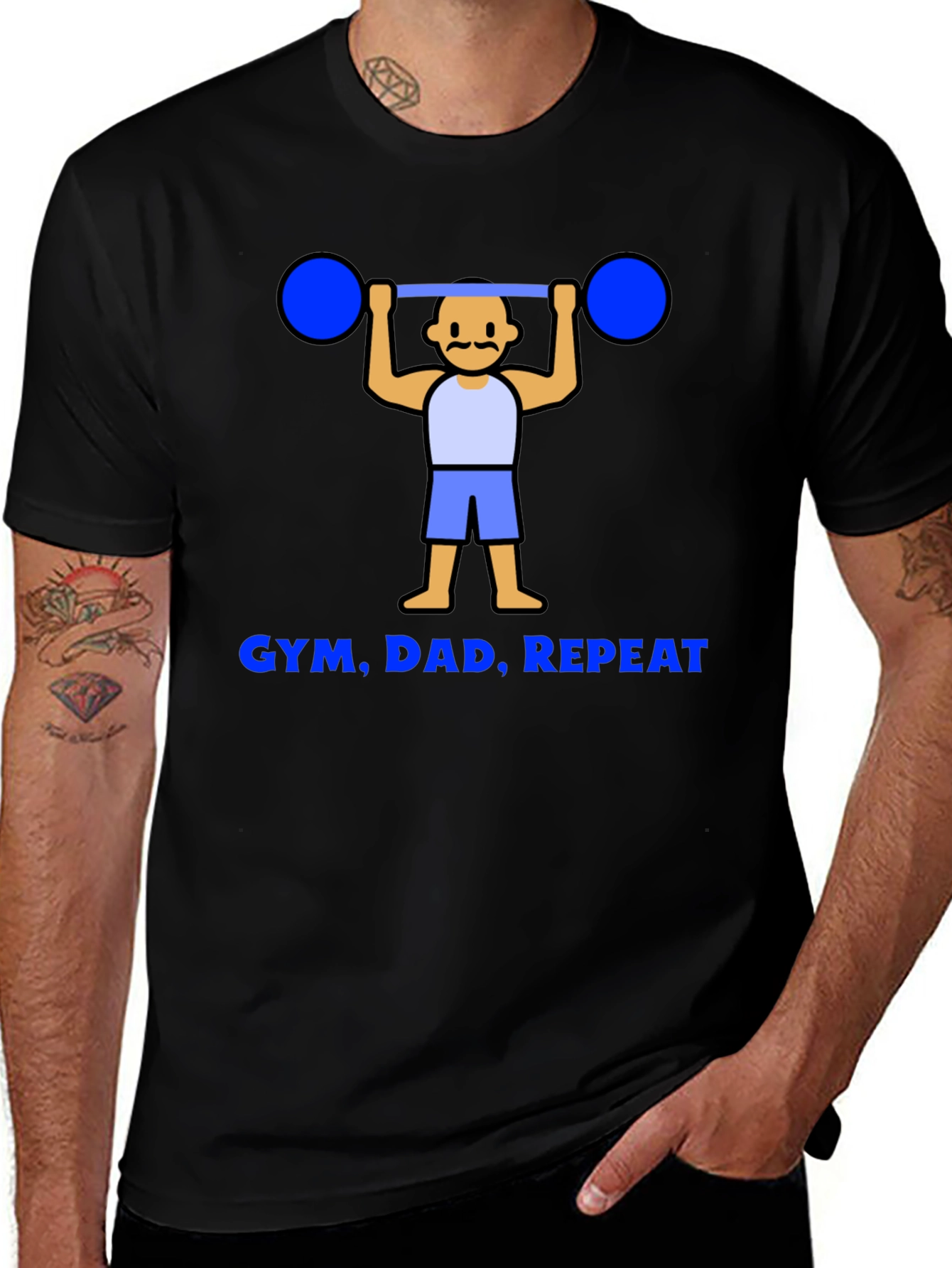 Gym Dad Repeat Graphic Tee - Black