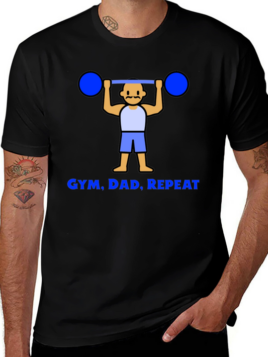 Gym Dad Repeat Graphic Tee - Black
