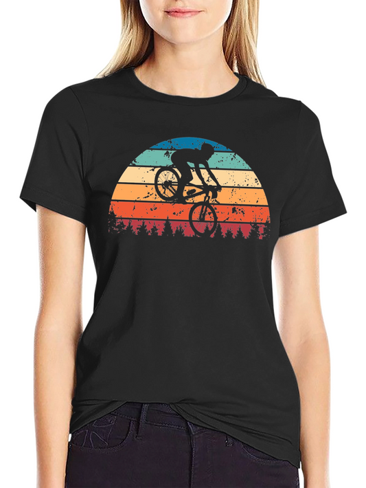 Retro Sunset Mountain Bike Graphic Tee