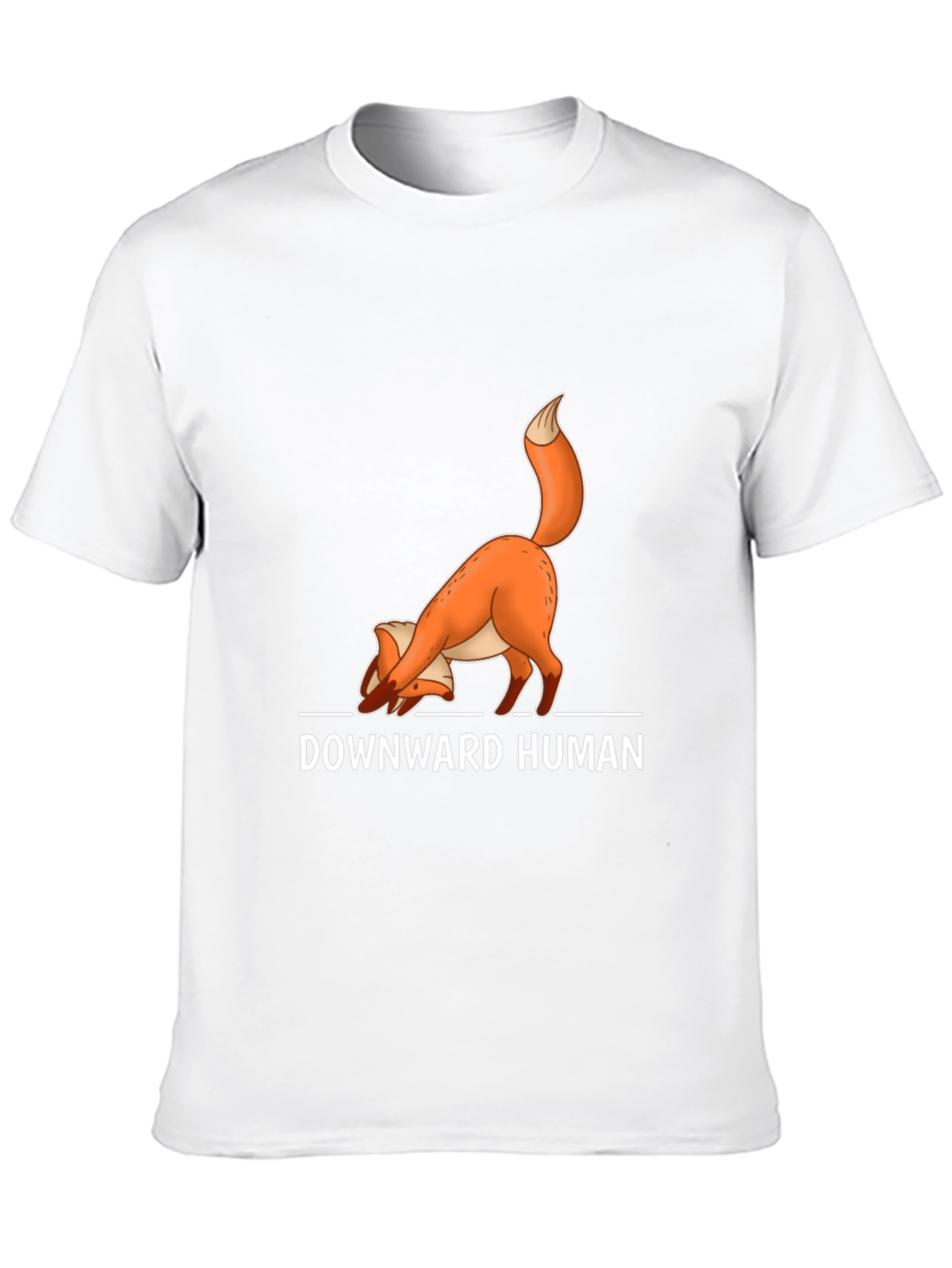 Downward Human Fox Yoga Black T-Shirt