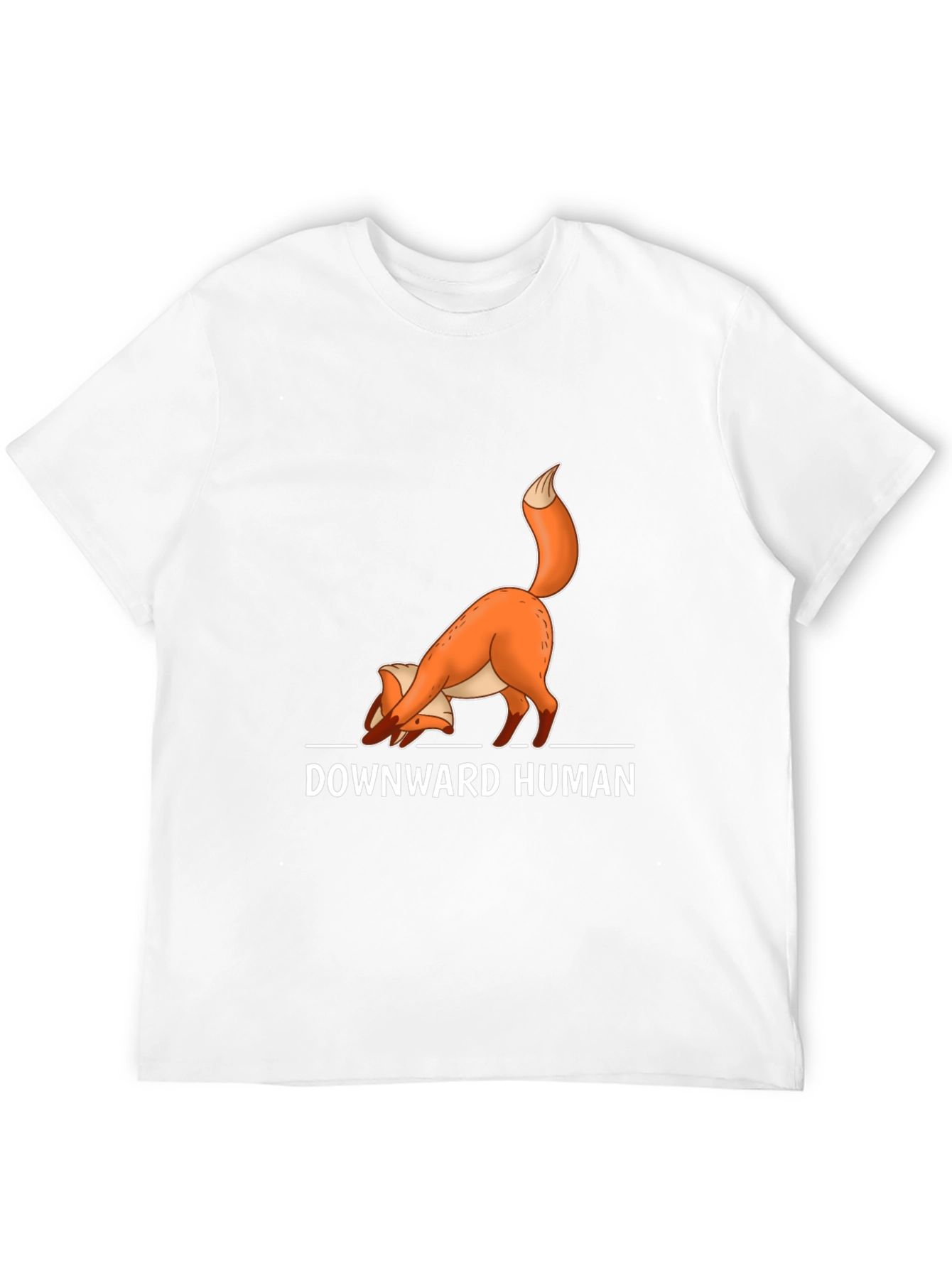 Downward Human Fox Yoga Black T-Shirt