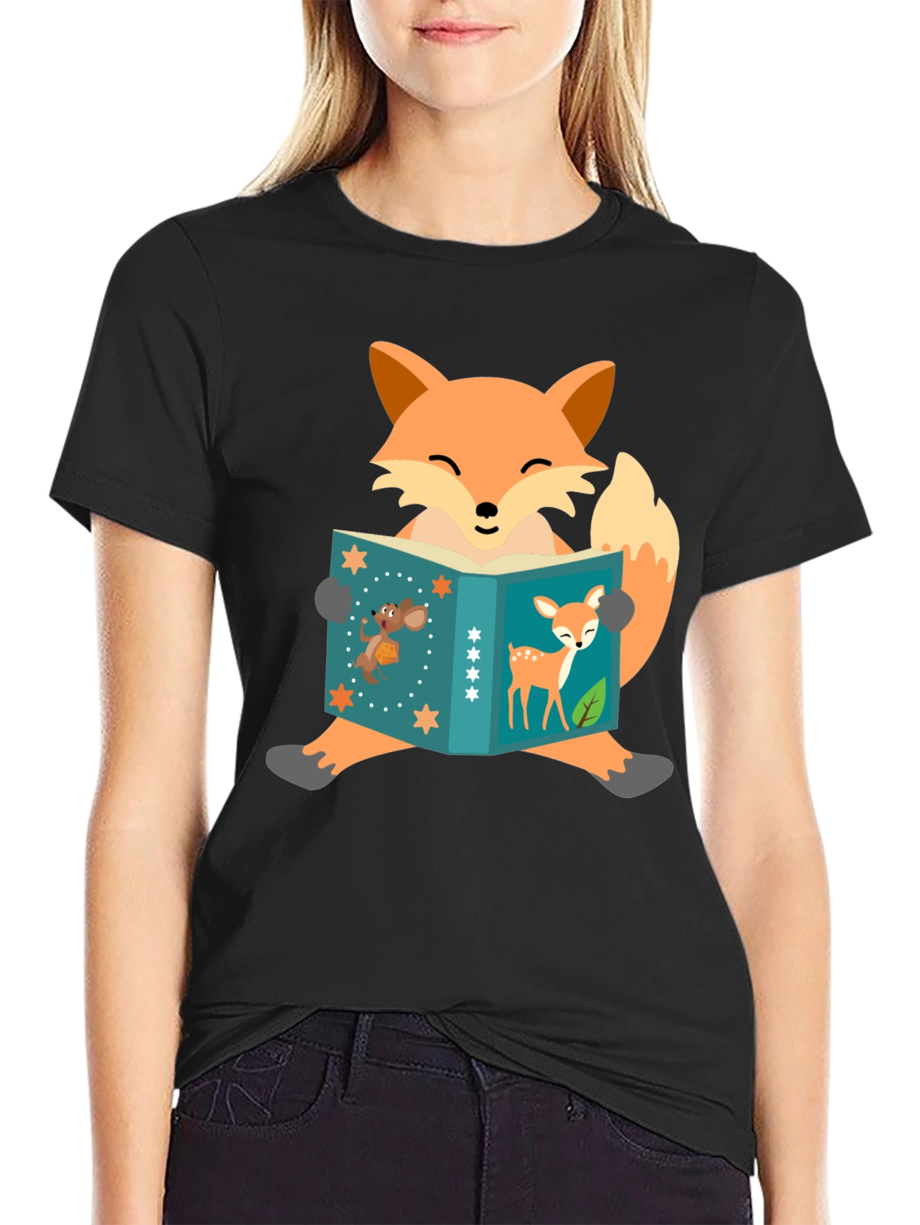 Fox Reading Book T-Shirt - Fun Animal Design