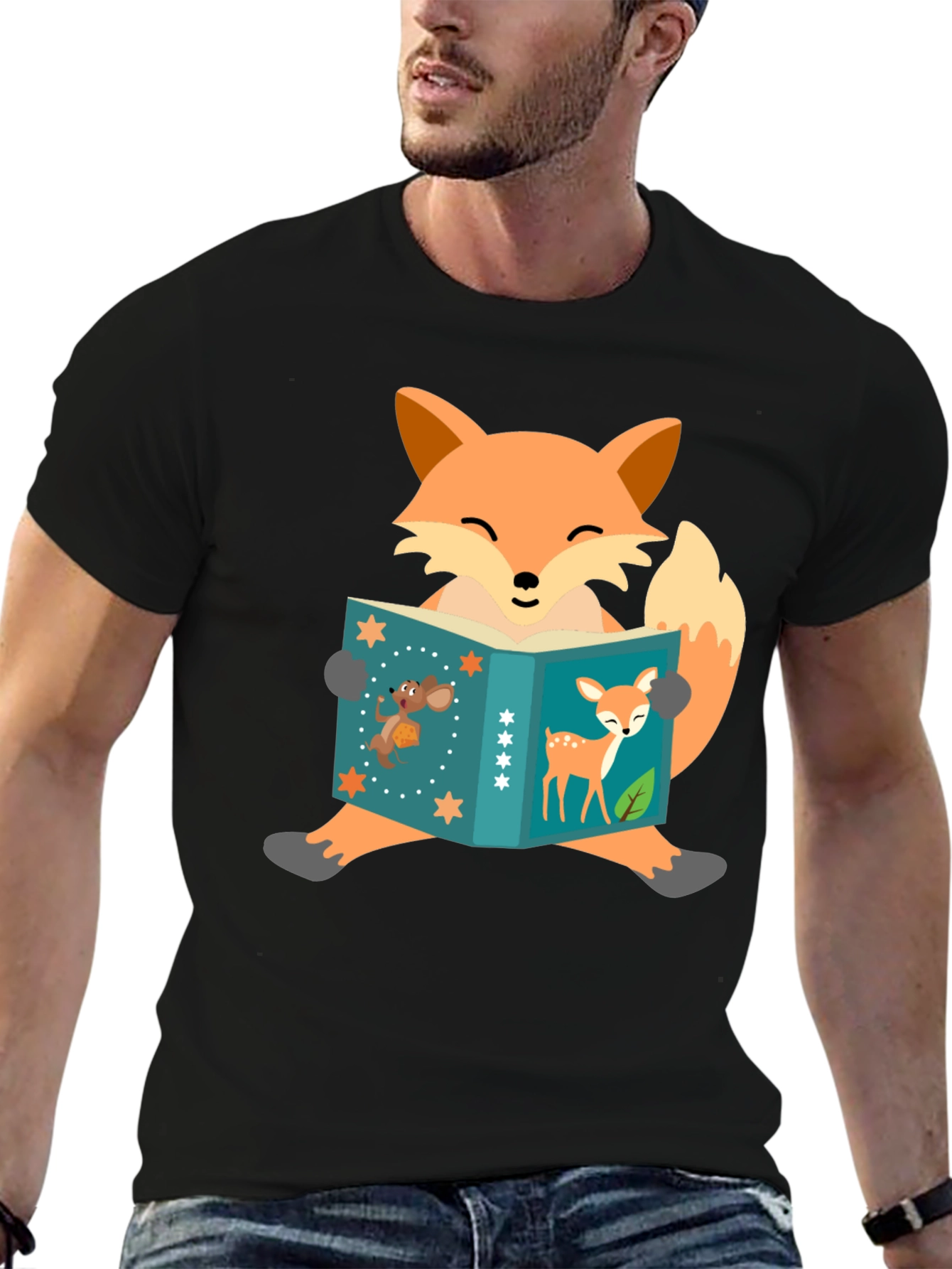 Fox Reading Book T-Shirt - Fun Animal Design